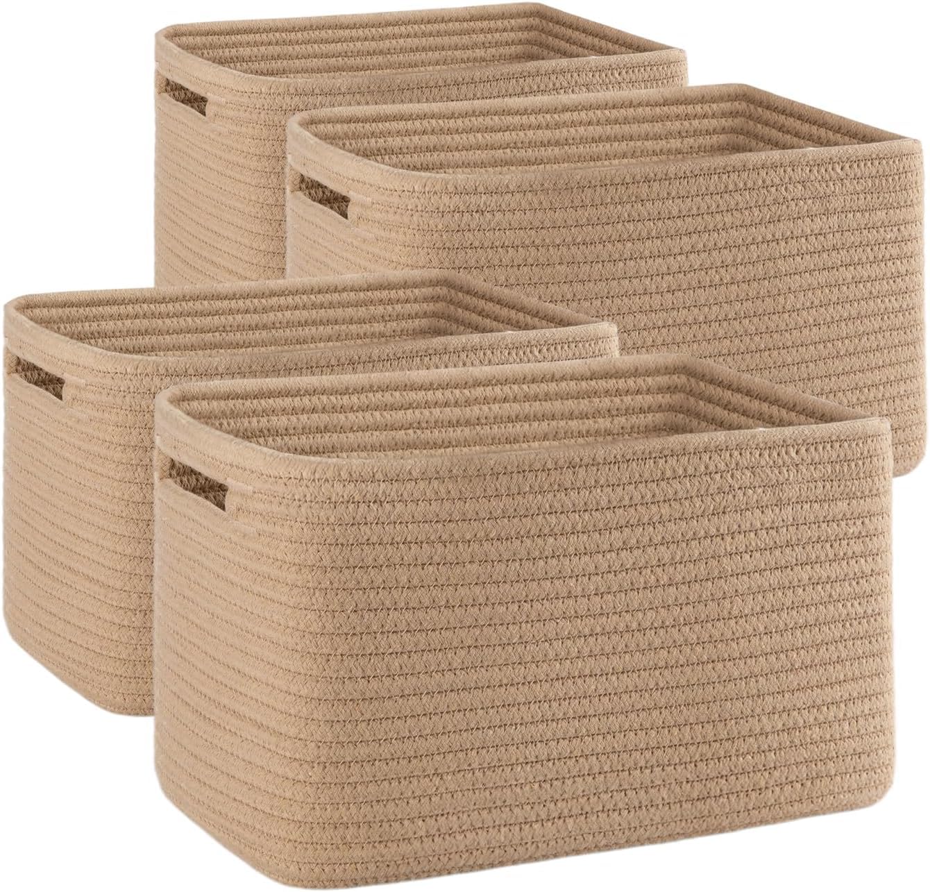 4 Pack Storage Baskets for Organizing 15L Cube Storage Bins Yellow (4 Count)