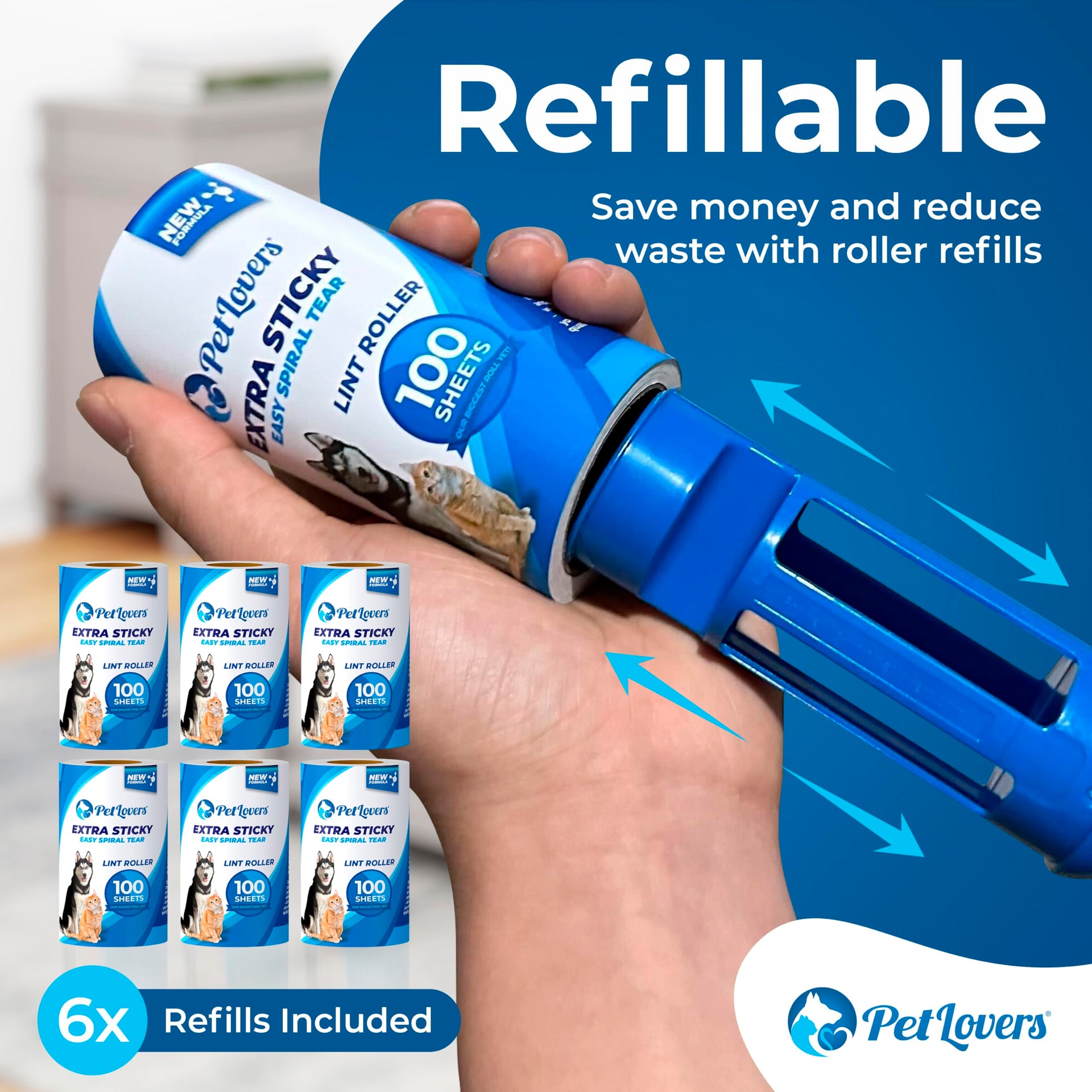 Extra Sticky Lint Roller Ultimate Value Set 800 Sheets for Pet Hair Removal