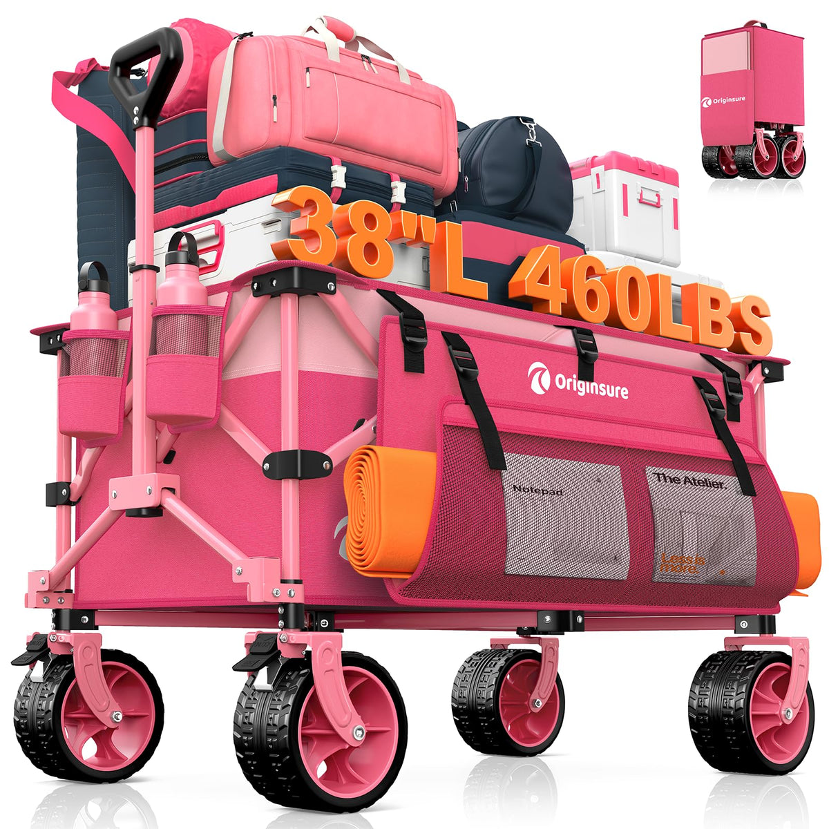 220L Collapsible Beach Wagon Cart with Big Wheels