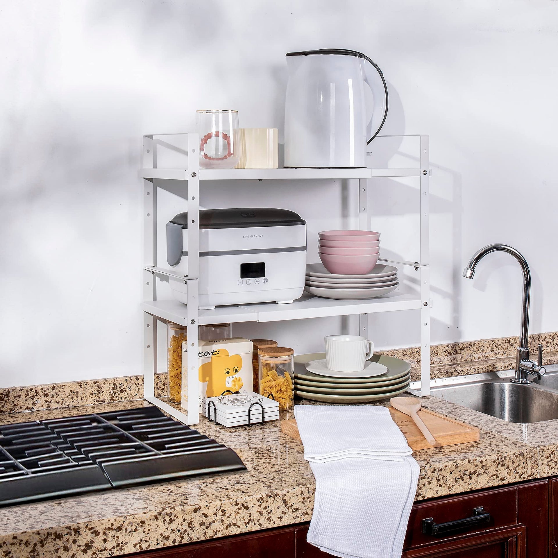 Expandable Cabinet Shelf Organizer Rack