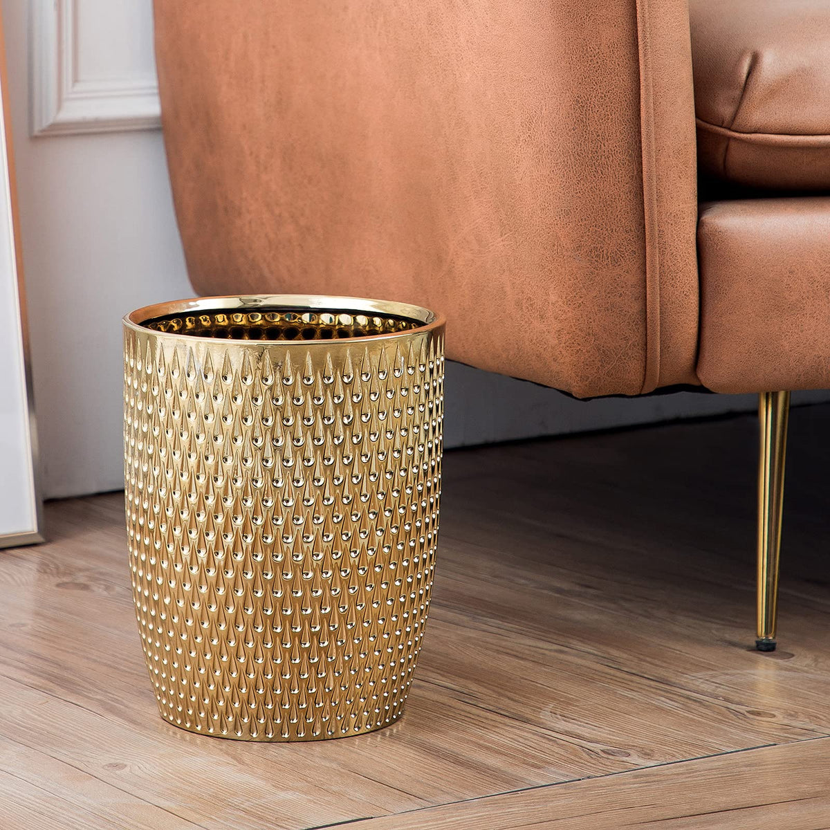 Modern Golden Small Trash Can Wastebasket