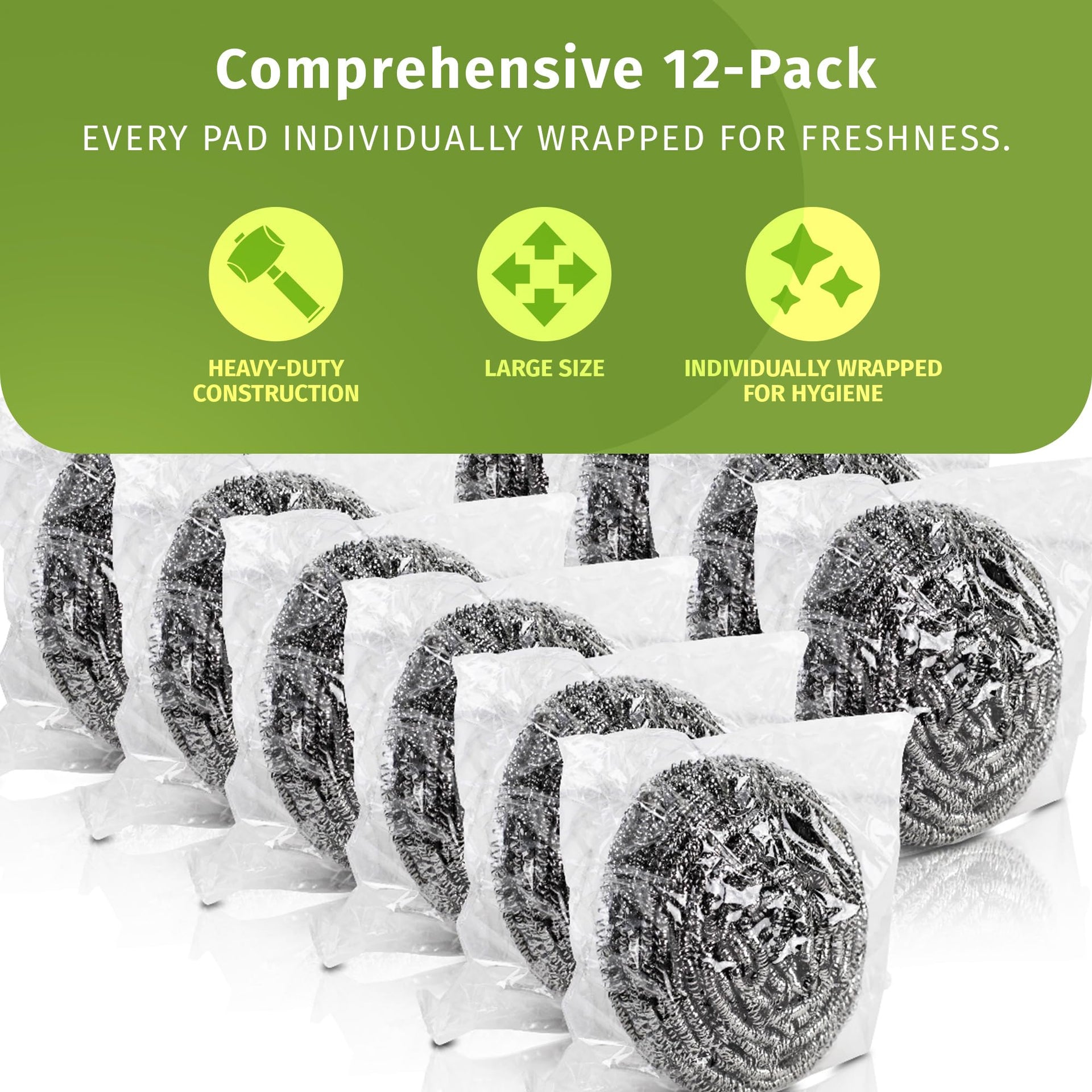 VELORA Stainless Steel Cleaner Scouring Pads [12 Pack] (12 Count) - ModHome Supplies