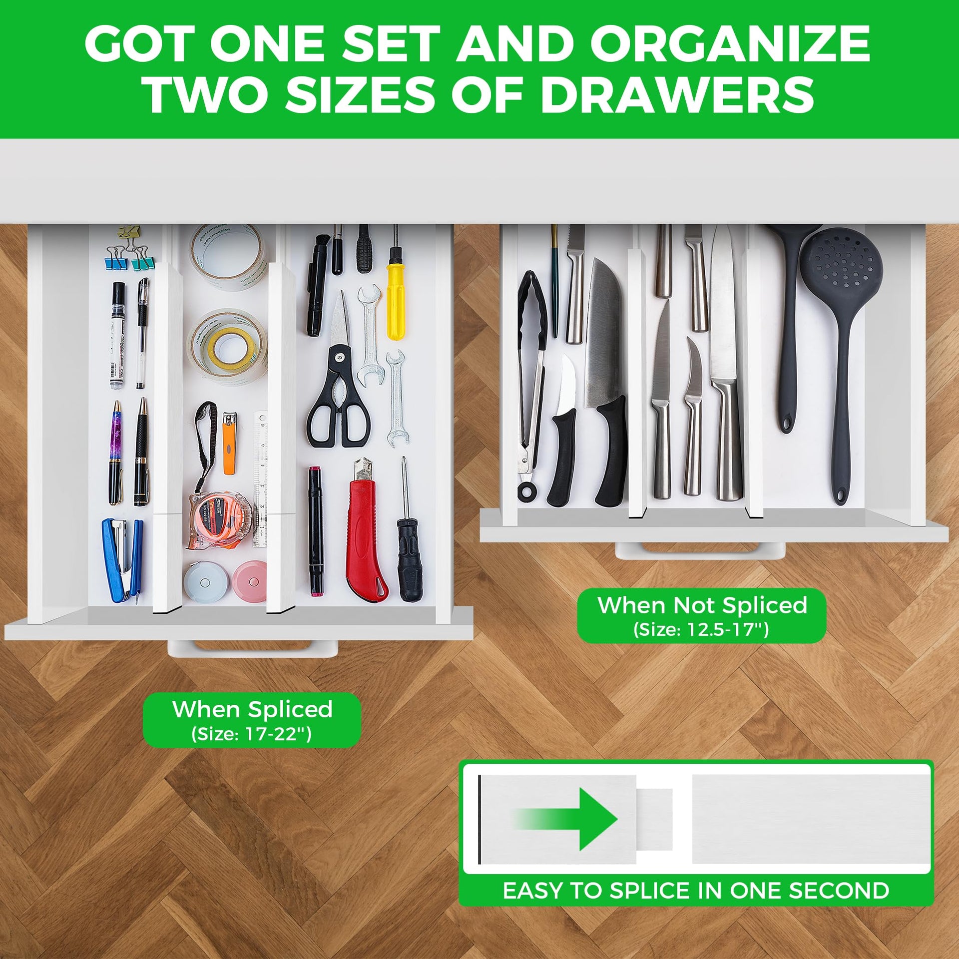 4 Pack Bamboo Drawer Dividers Organizer with Inserts 2.6'' High (4 Count)