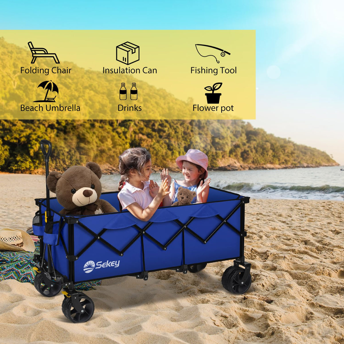 Extended Collapsible Foldable Wagon with 660lbs Weight Capacity