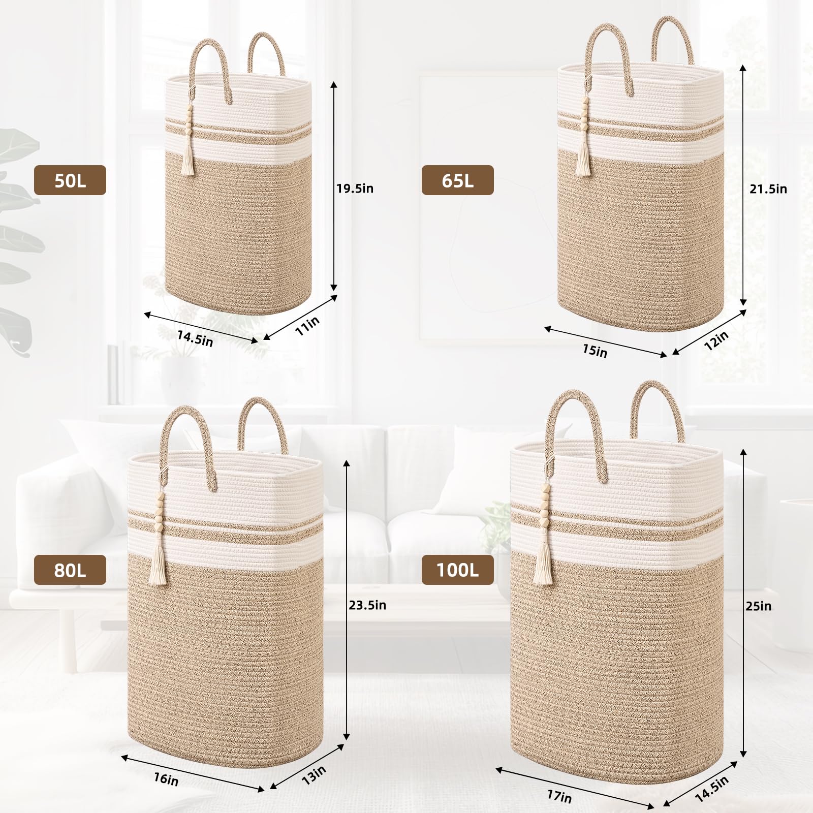 Woven Laundry Basket for Clothes (16 Ounce)