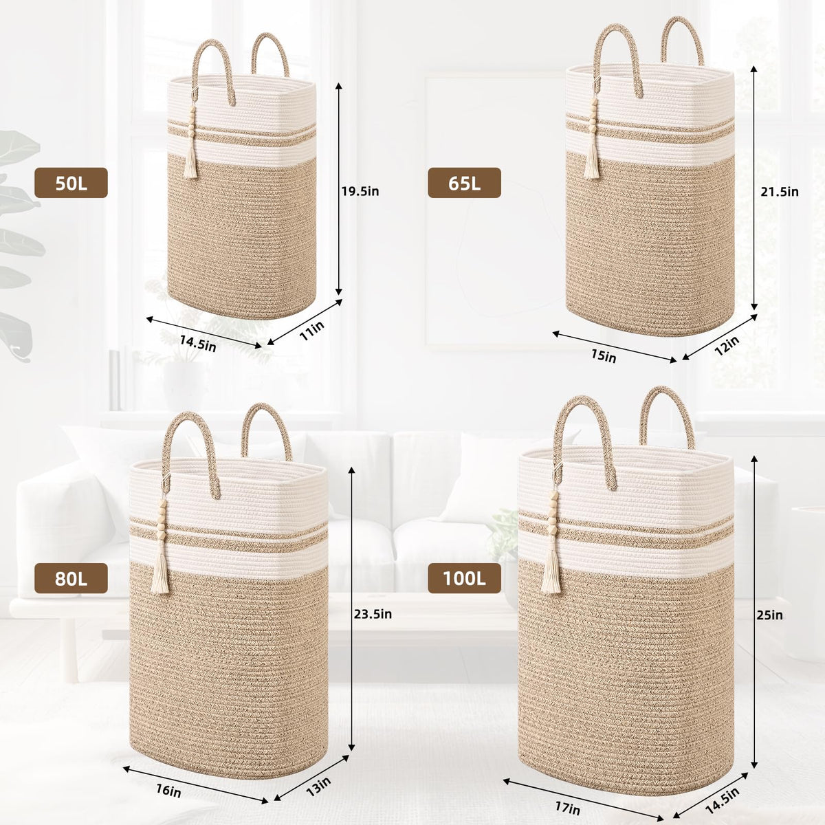 Woven Laundry Basket for Clothes (16 Ounce)