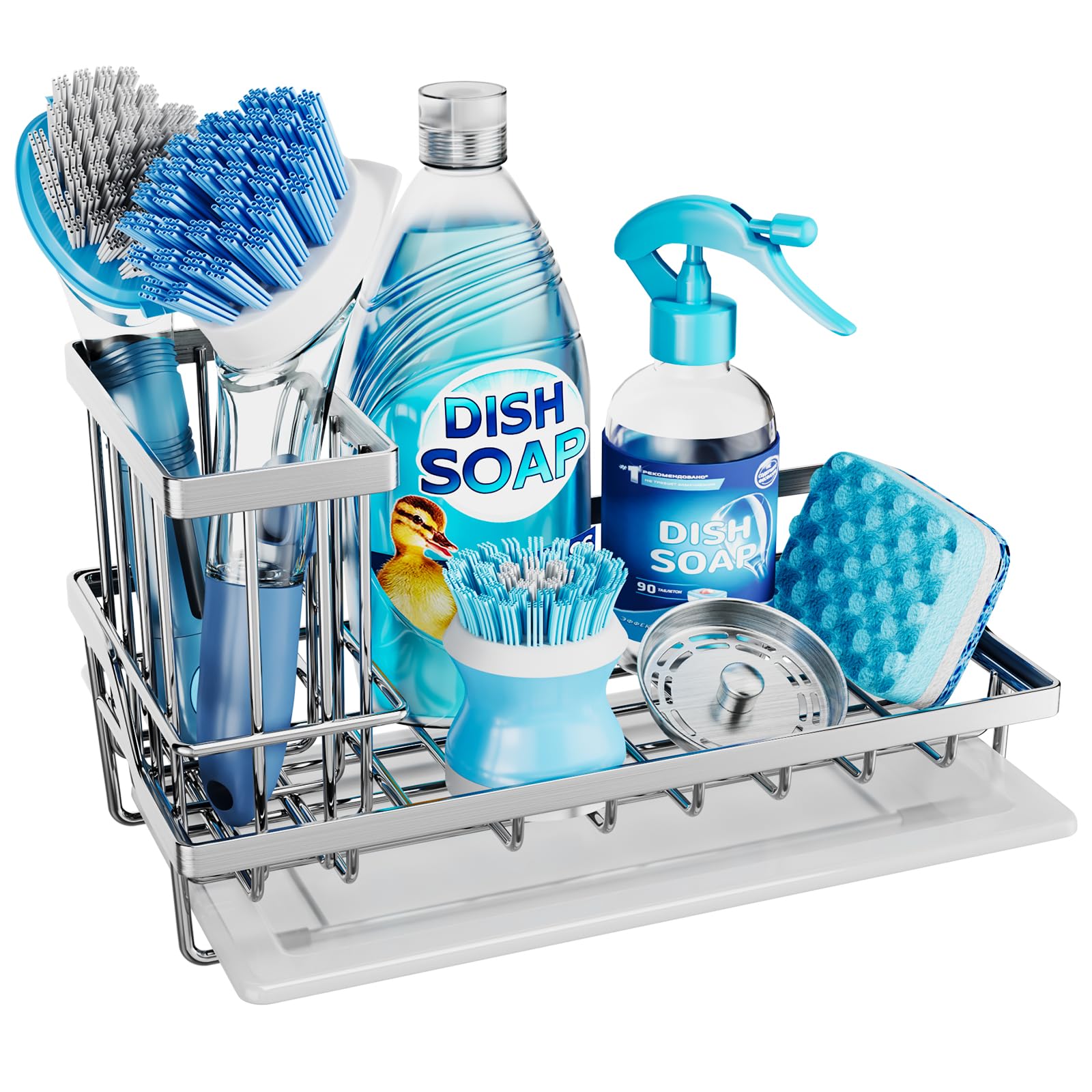 Sink Caddy Kitchen Sponge Holder with Dish Brush Holder