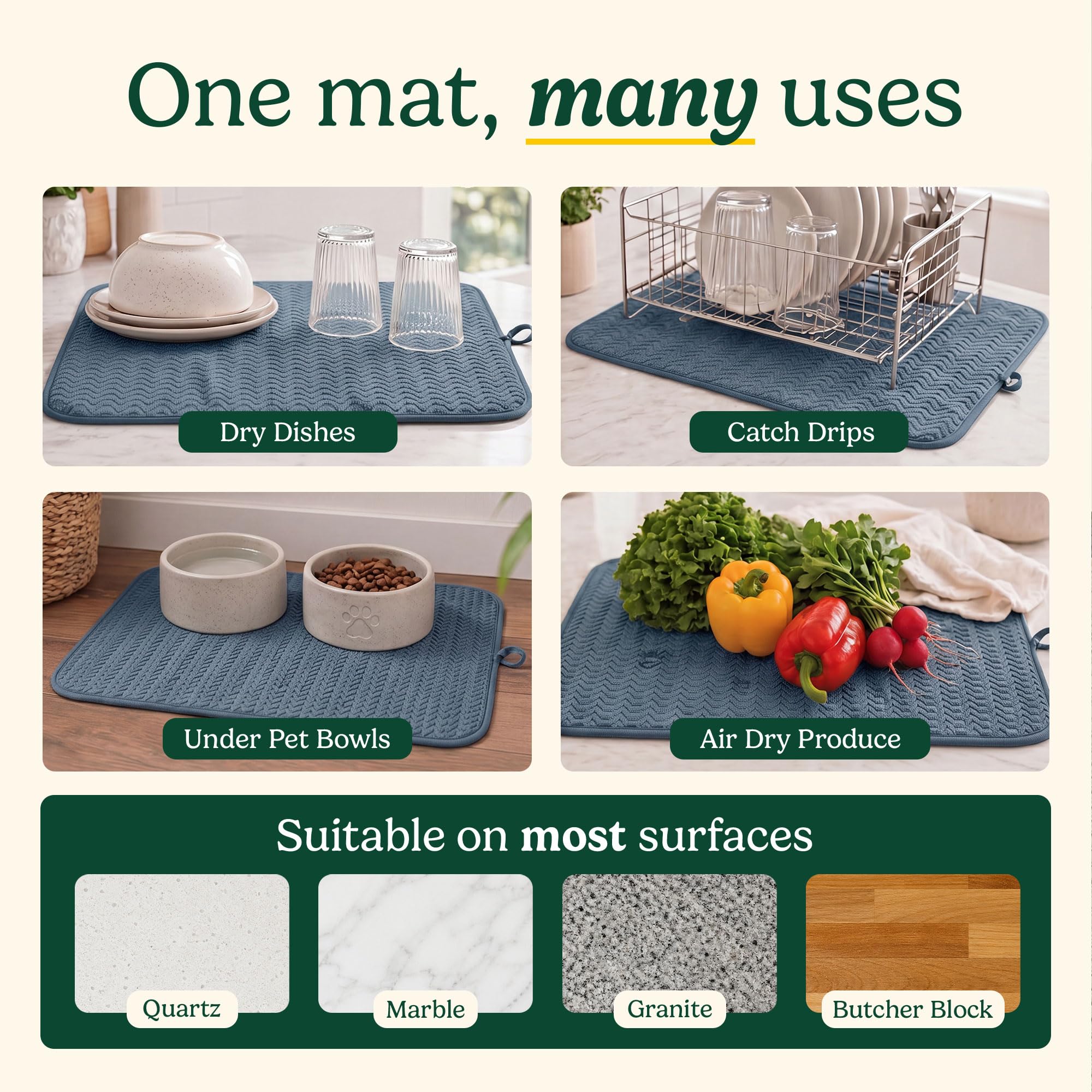 Cuisinart Dish Drying Mat for Kitchen Counter (2 Count)