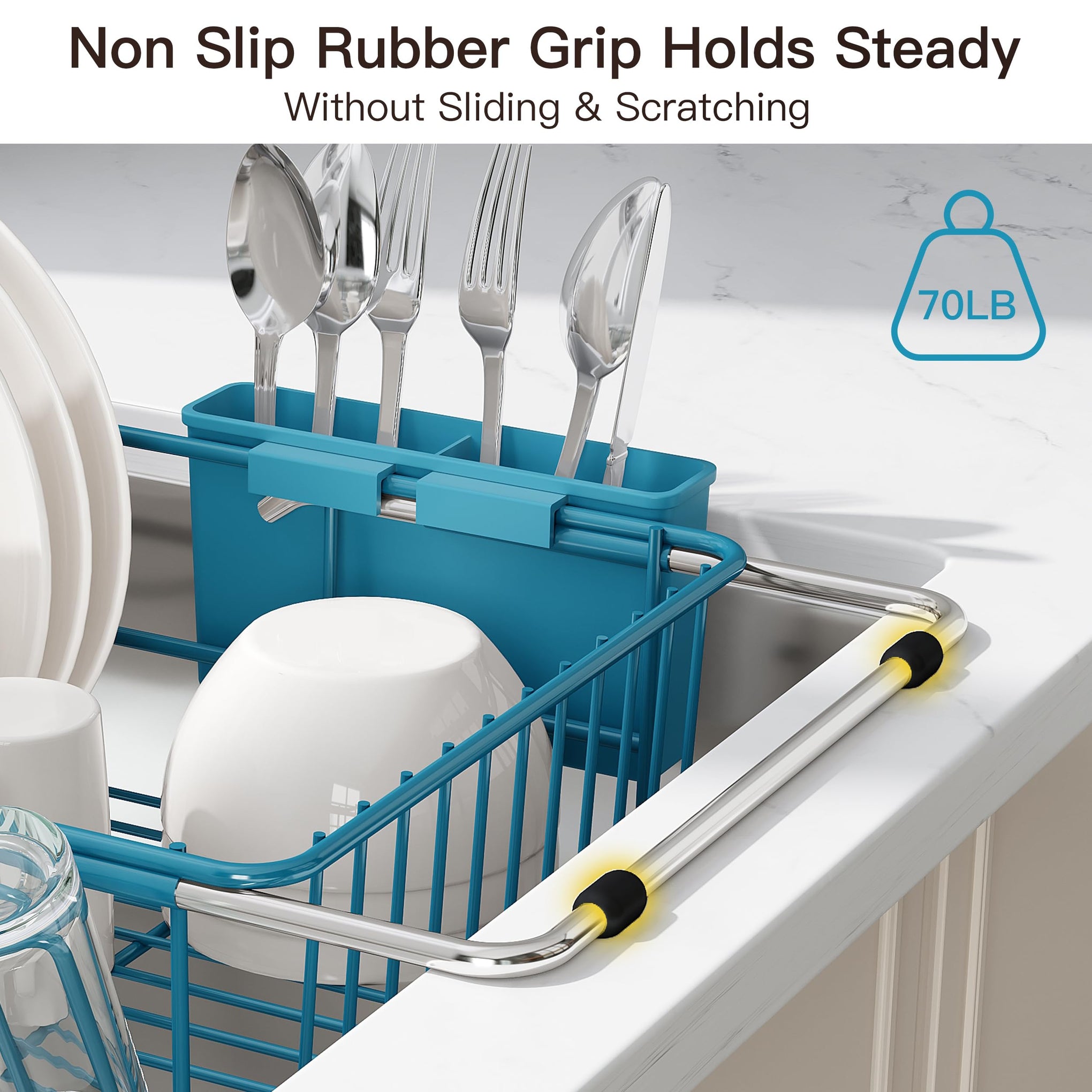 Blue Dish Drying Rack in Sink