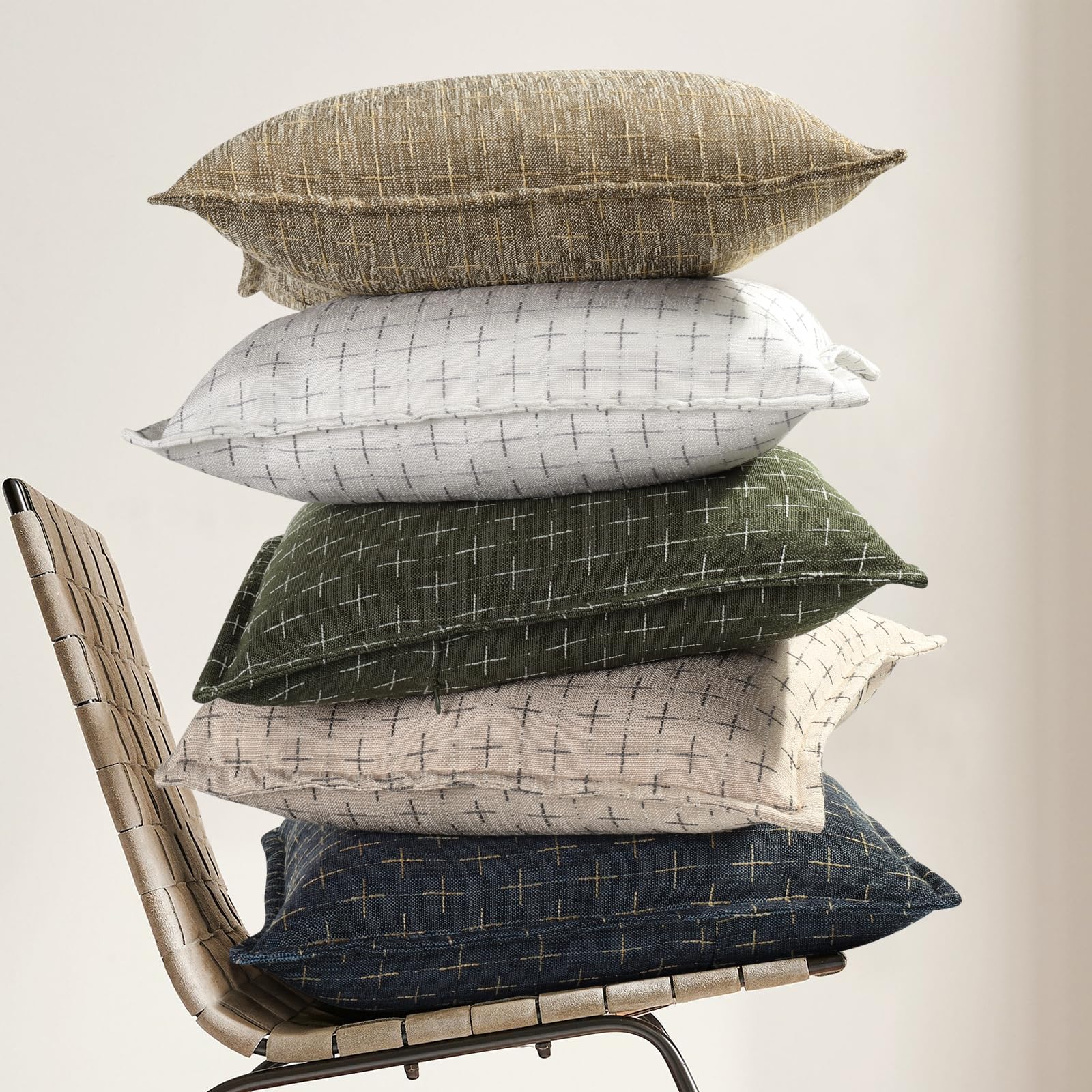 12x20 Pillow Covers Set of 2 Soft Polyester Textured Pillow Covers with Stylish Flange Edge Cozy Farmhouse Throw Pillows for Couch Bed Sofa Living Room (2 Count)