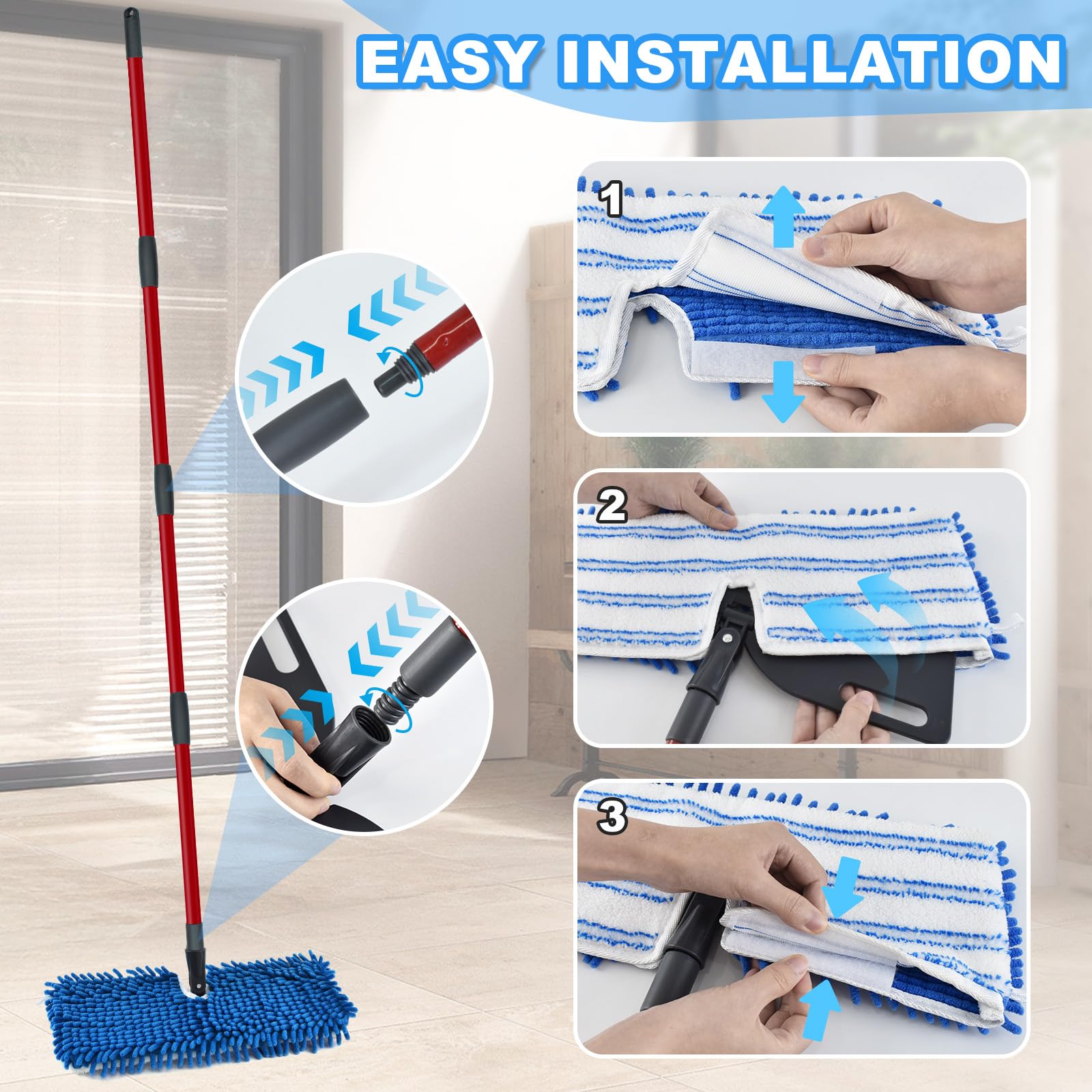Microfiber Mops for Floor Cleaning (4 Count) - ModHome Supplies