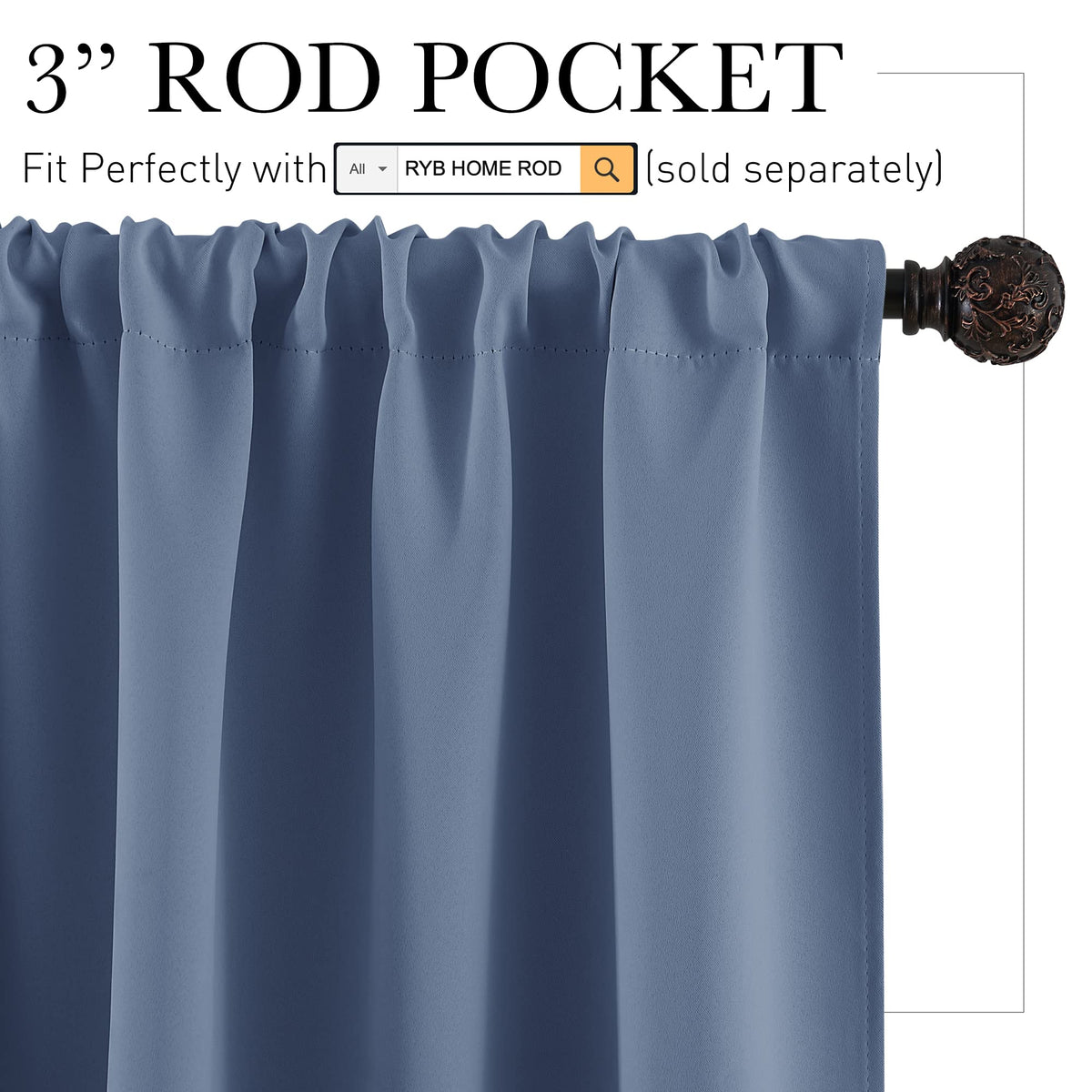 Blackout Curtains for Bedroom Living Room Nursery 72 inches Long (2 Count)