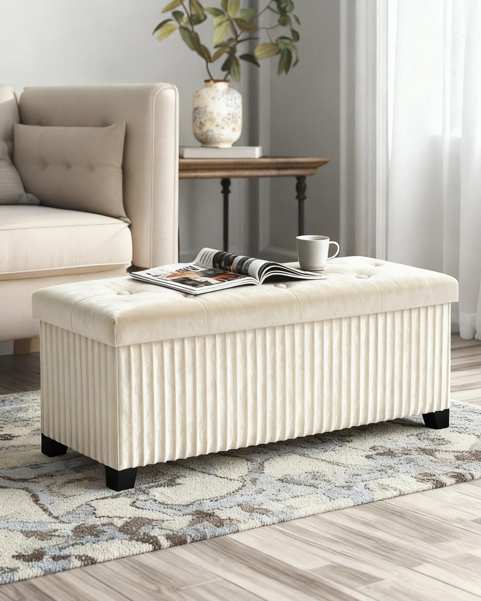 43 Inches Storage Ottoman Bench