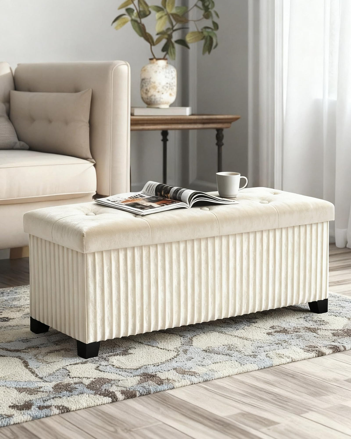 43 Inches Storage Ottoman Bench
