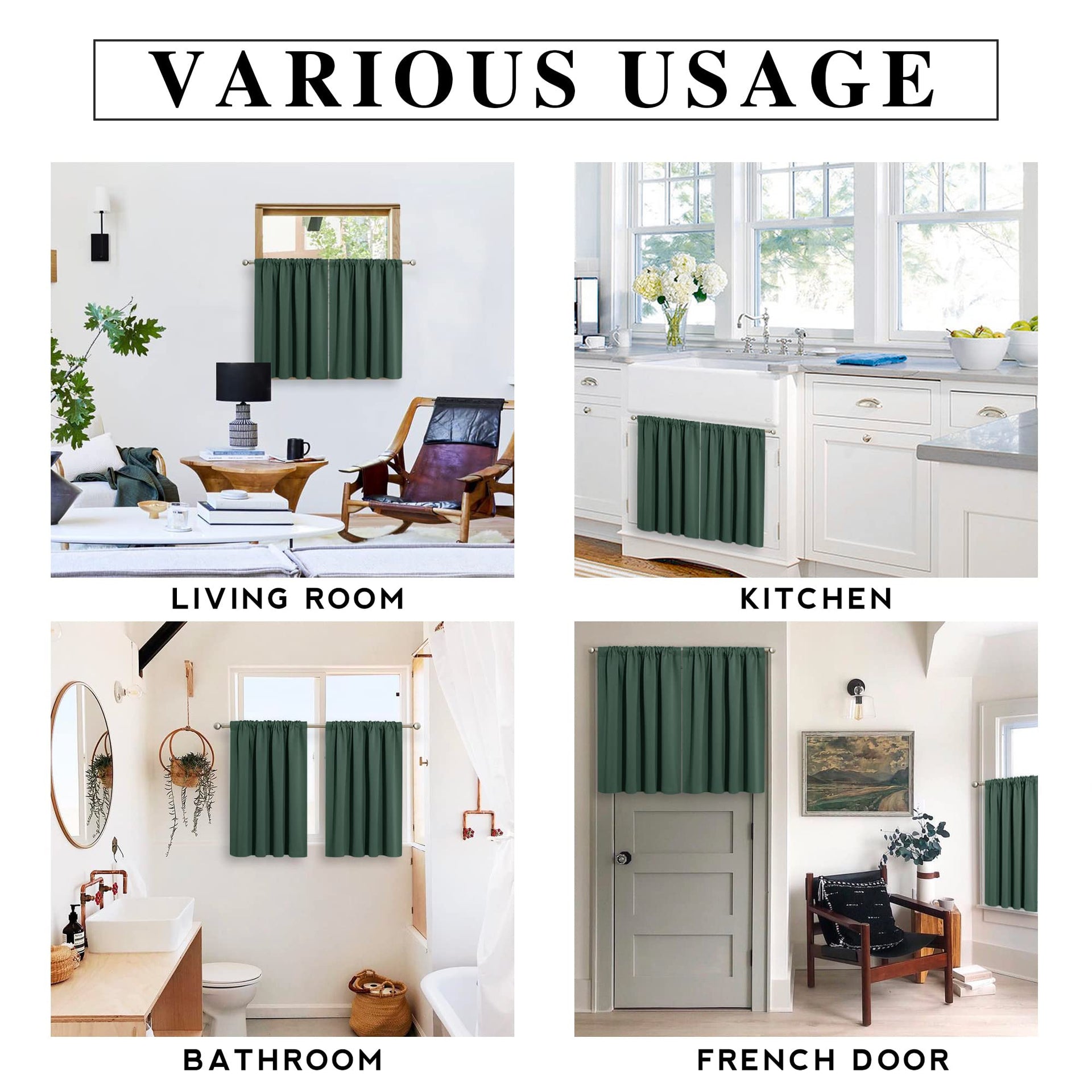 Kitchen Blackout Curtains Over Sink 36 inch Length (2 Count)