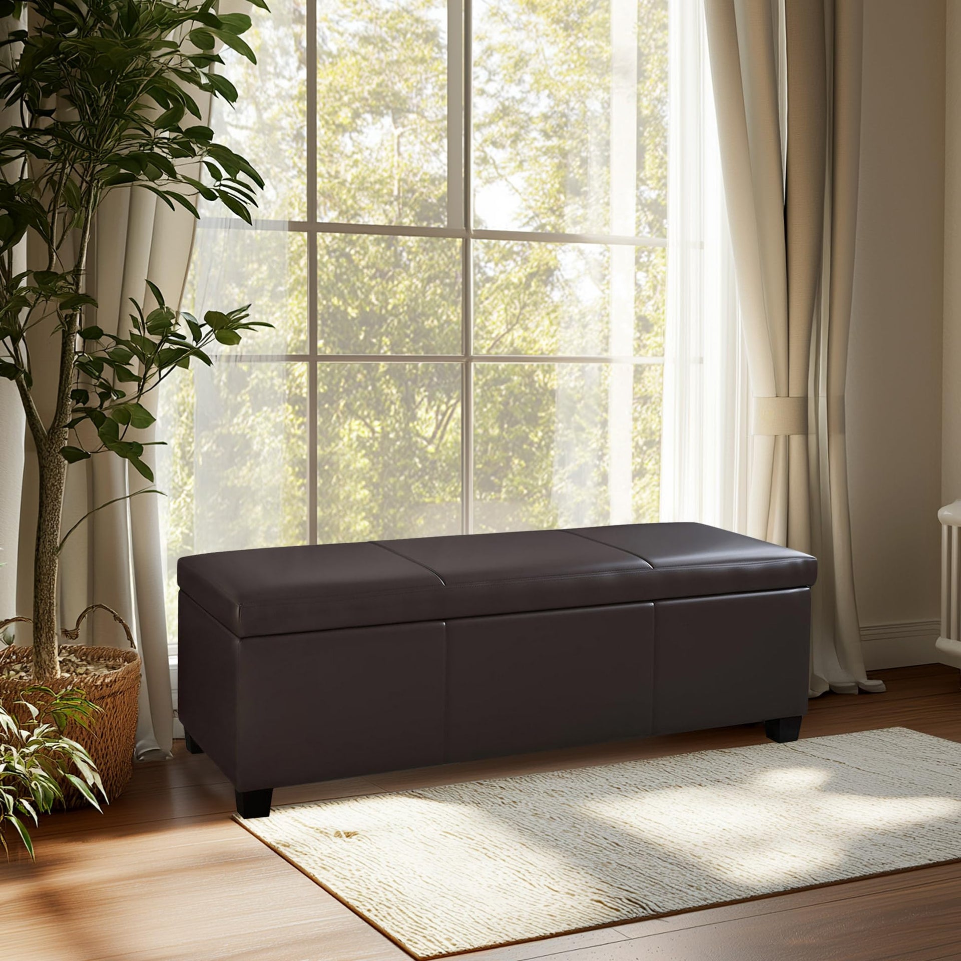 Storage Faux Leather Ottoman
