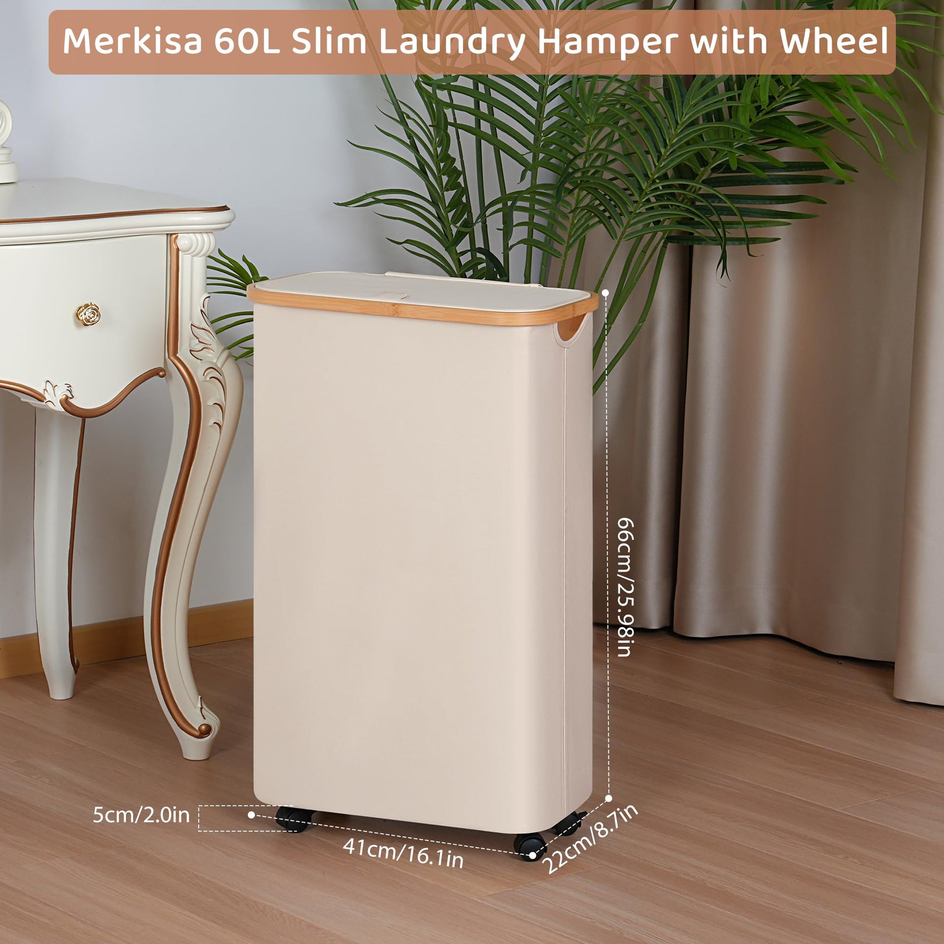 Slim Laundry Basket with Wheels