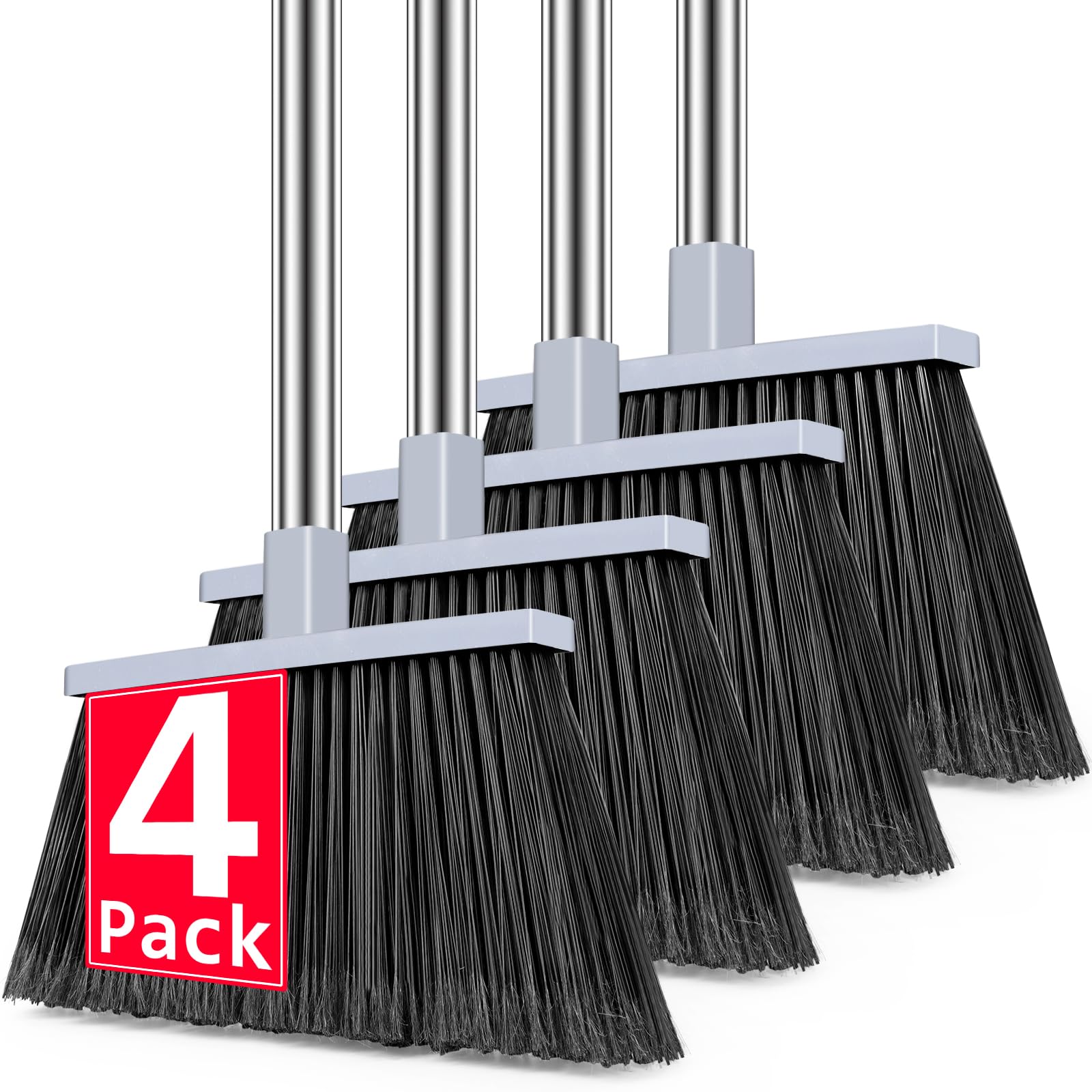 Broom 4 Pack Outdoor Broom for Floor Cleaning (4 Count)