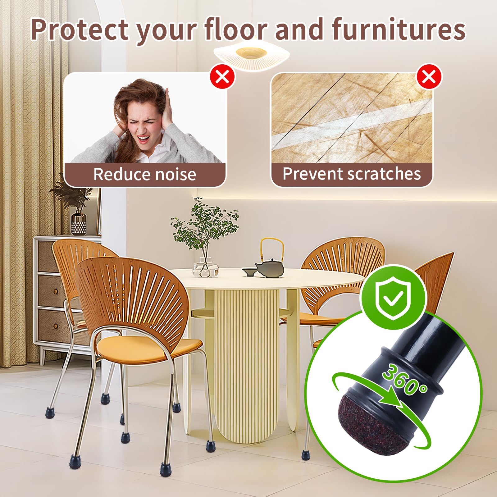 24 Pcs Extra Small Chair Leg Floor Protectors (24 Count)