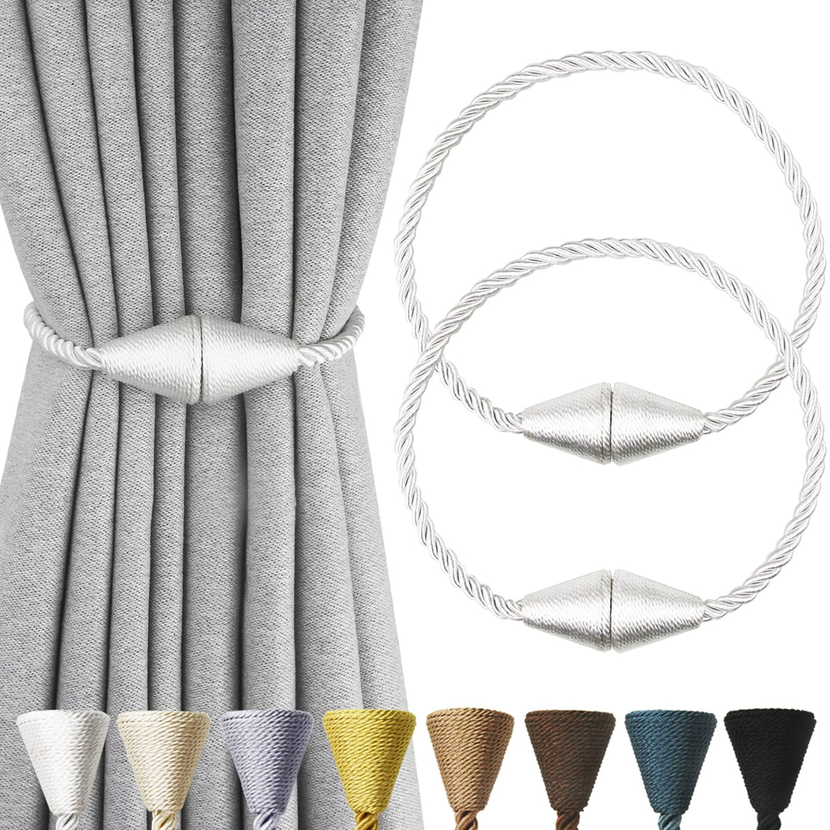 Magnetic Curtain Tiebacks Rope Decorative Holdbacks for Drapes Nieffeiy