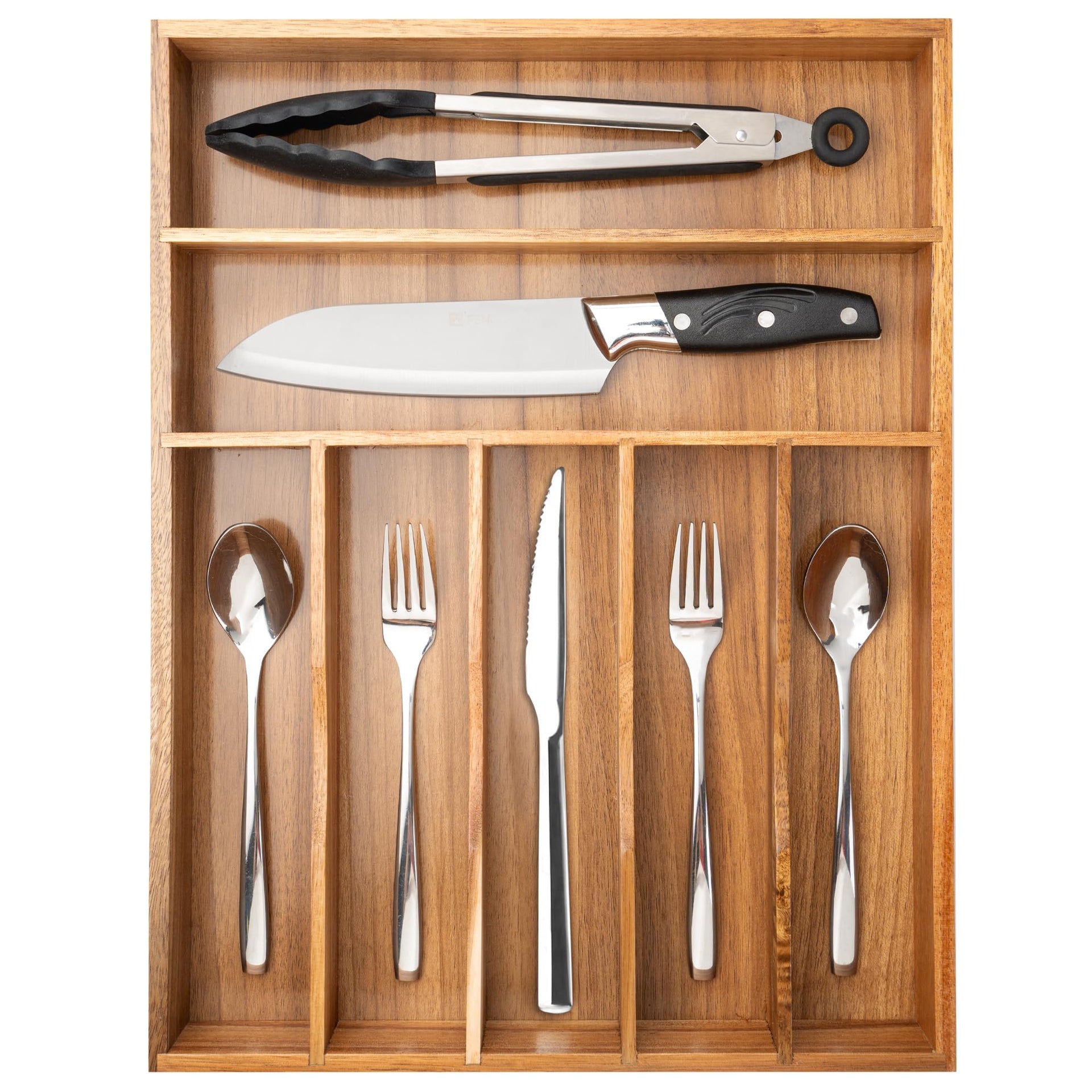 Silverware Organizer Acacia Kitchen Drawer Organizer Utensil Organizer Silverware Holder Cutlery Organizer in drawer Flatware Organizer Tray
