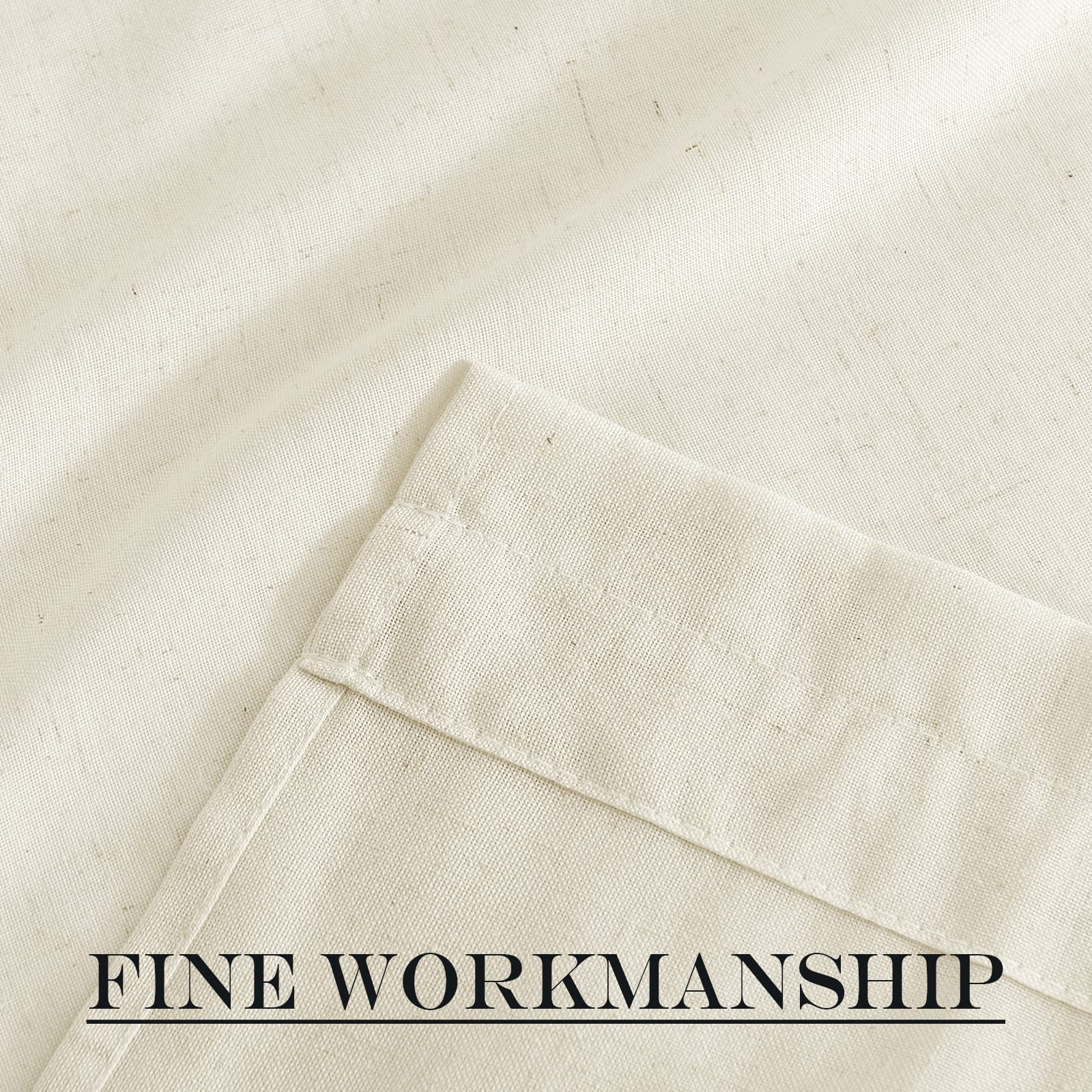 Off White Linen Door Curtain 50 inches Long for Half Window
