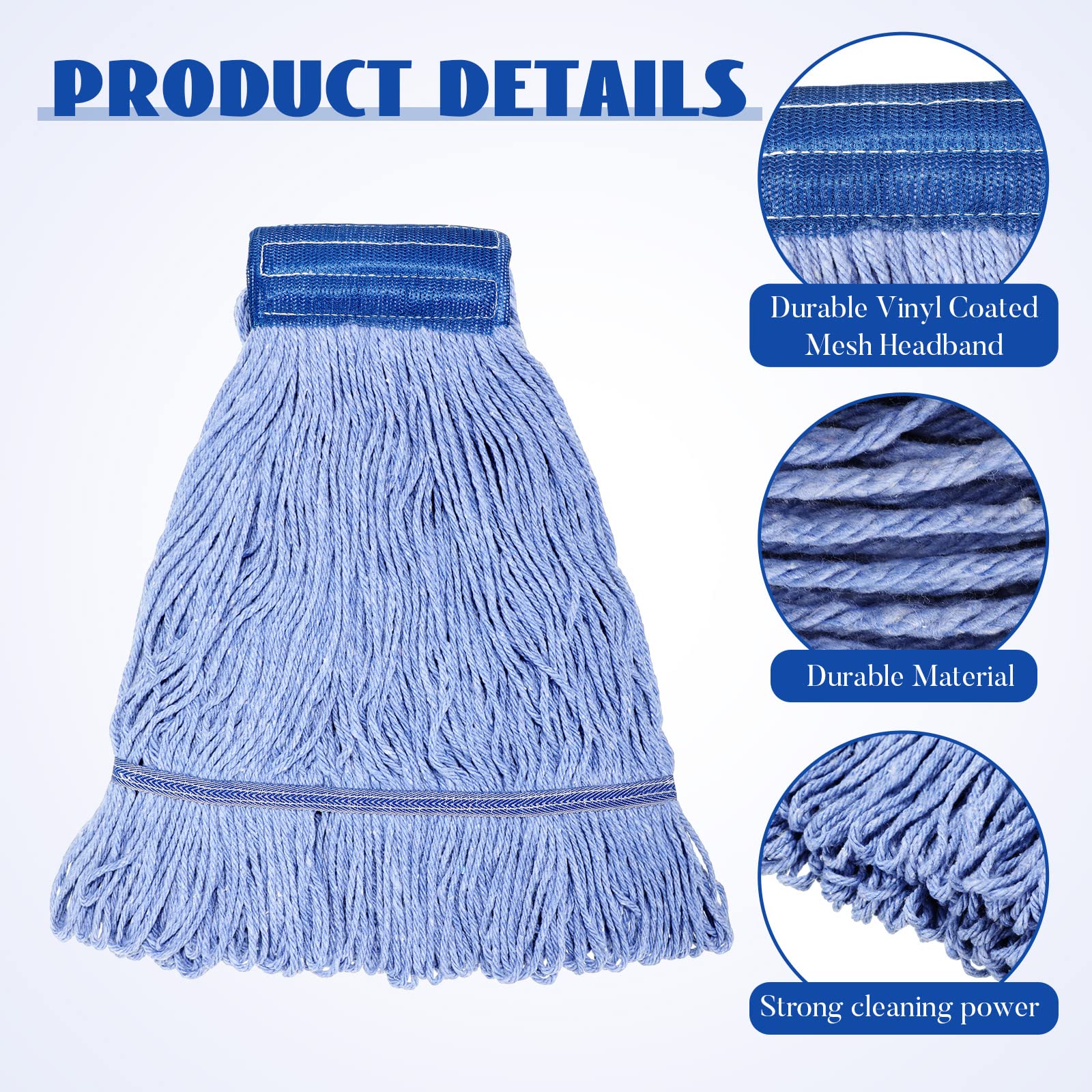 10 Pack 24oz Mop Head Replacement Commercial Cleaning Mop Head Wet String Heavy Duty Cotton Industrial Mophead for Floor Cleaning (10 Count)