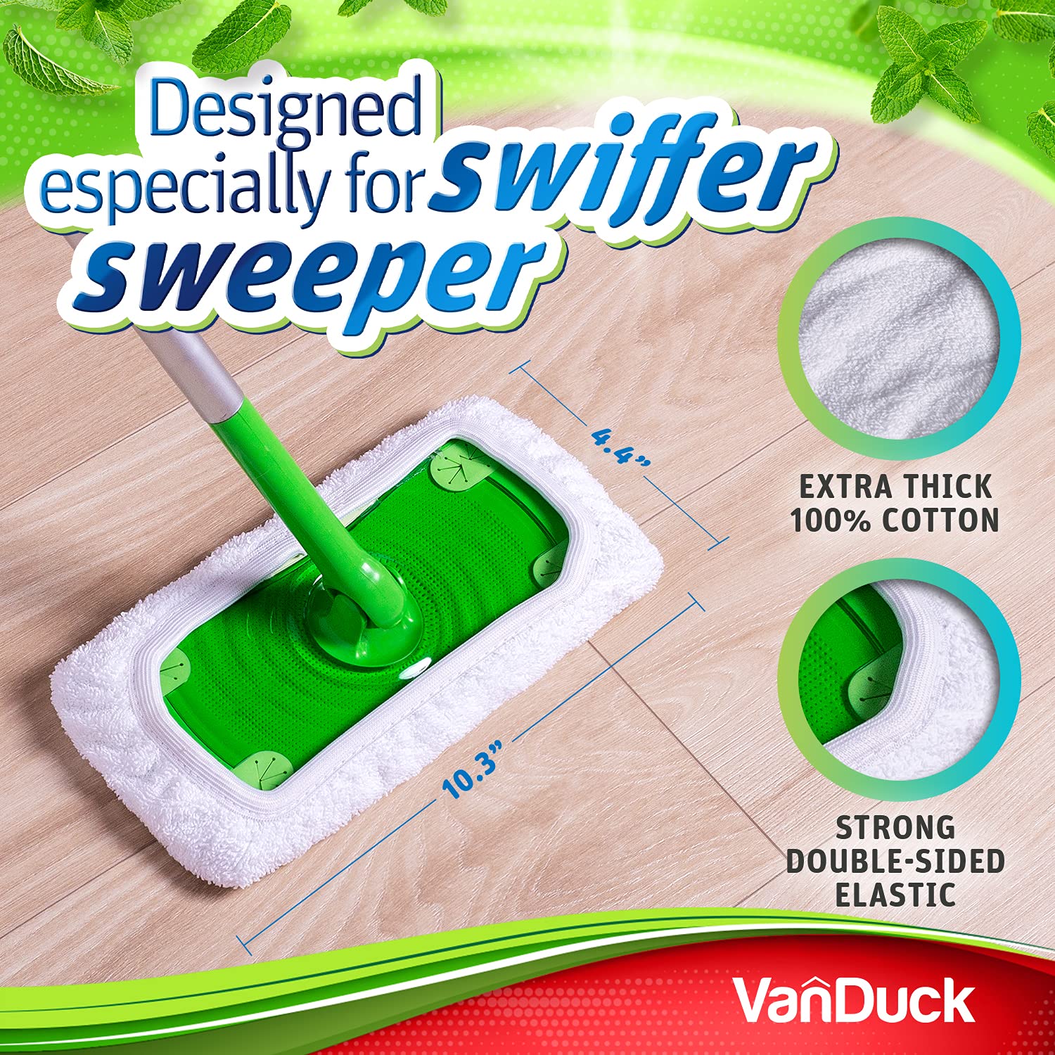 Reusable 100% Cotton Mop Pads for Swiffer Sweeper (8 Count)
