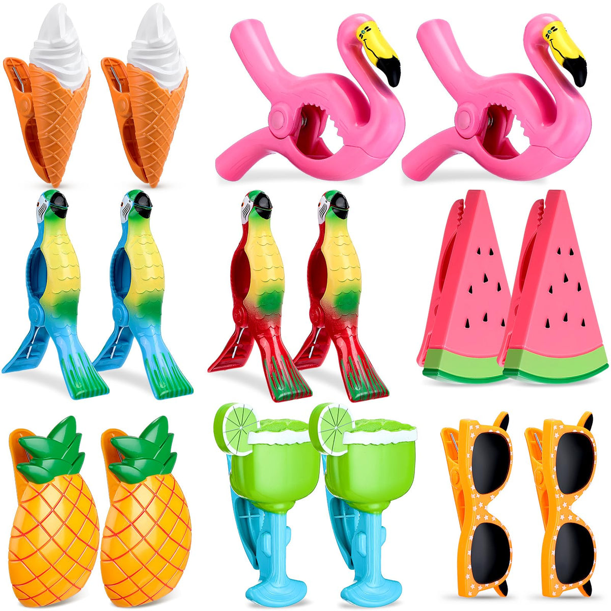 16 Pcs Beach Towel Clips for Beach Chairs Cute Towel Holder Cruise Clothes Pins for Lounge Chair Patio Pool (16 Count)