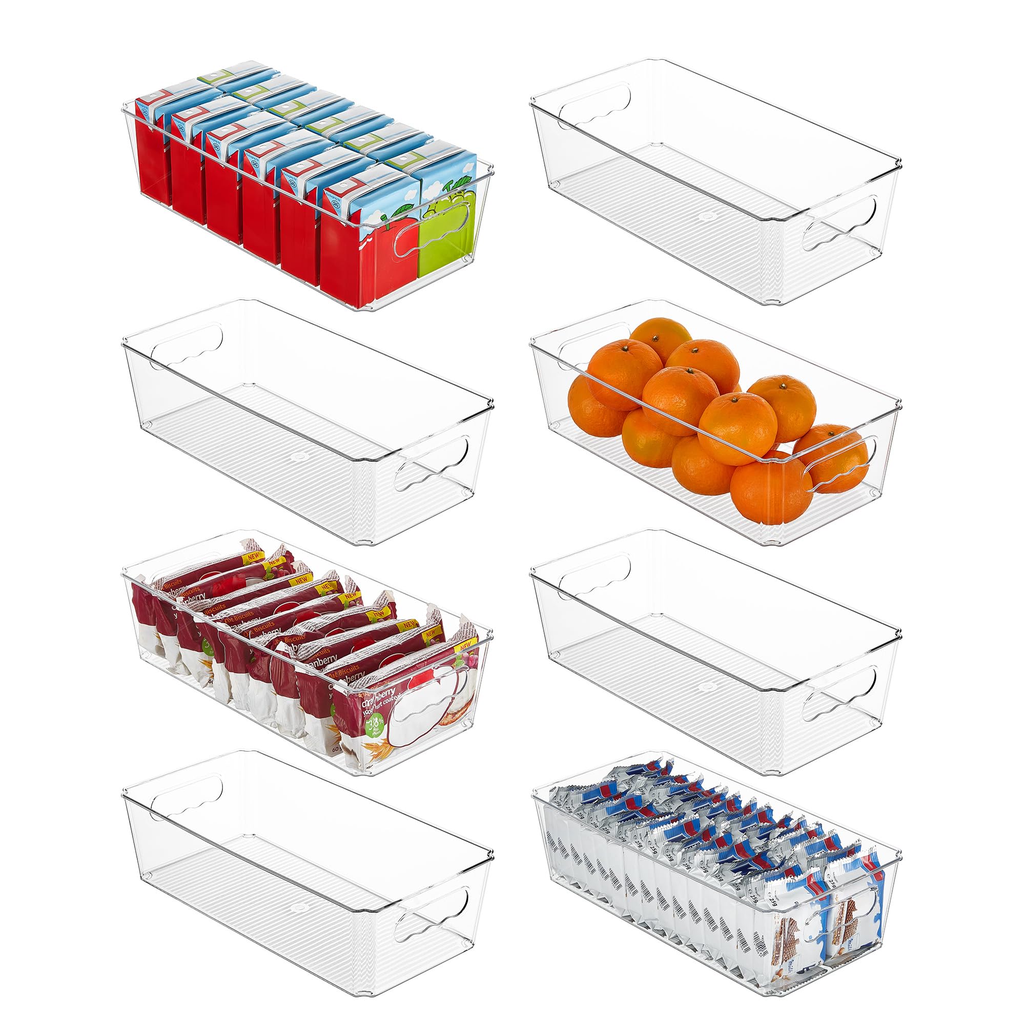 8pcs Clear Storage Bins with Handles (8 Count)