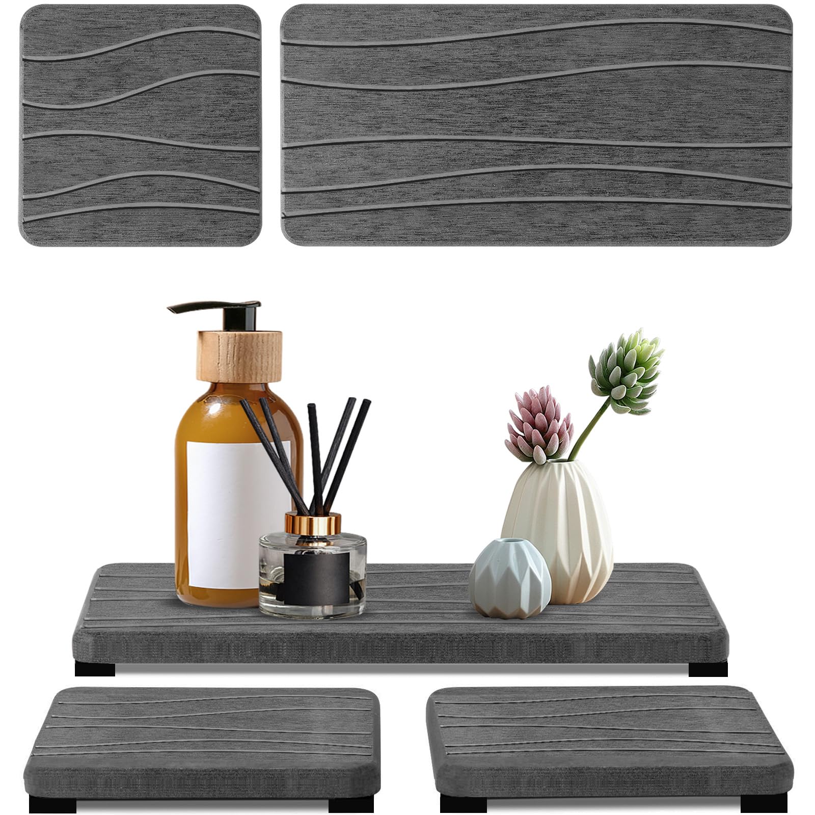 3PCS Water Absorbing Stone Tray (3 Count)