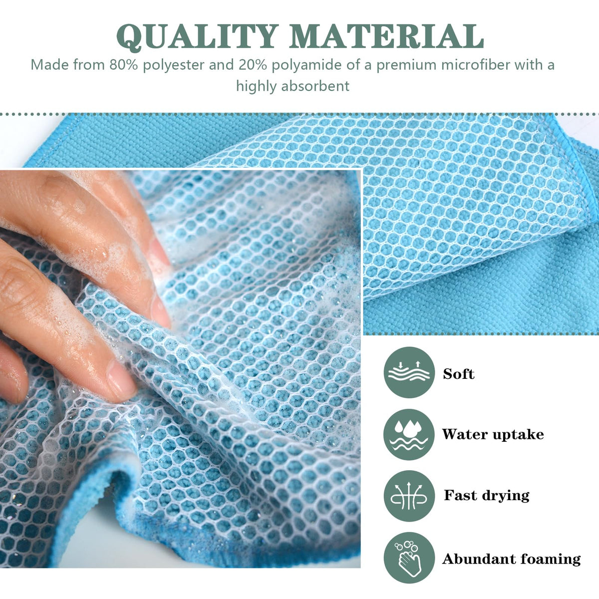 Dish Cloth for Washing Dishes Kitchen Washcloth Cleaning Cloth (20 Count)