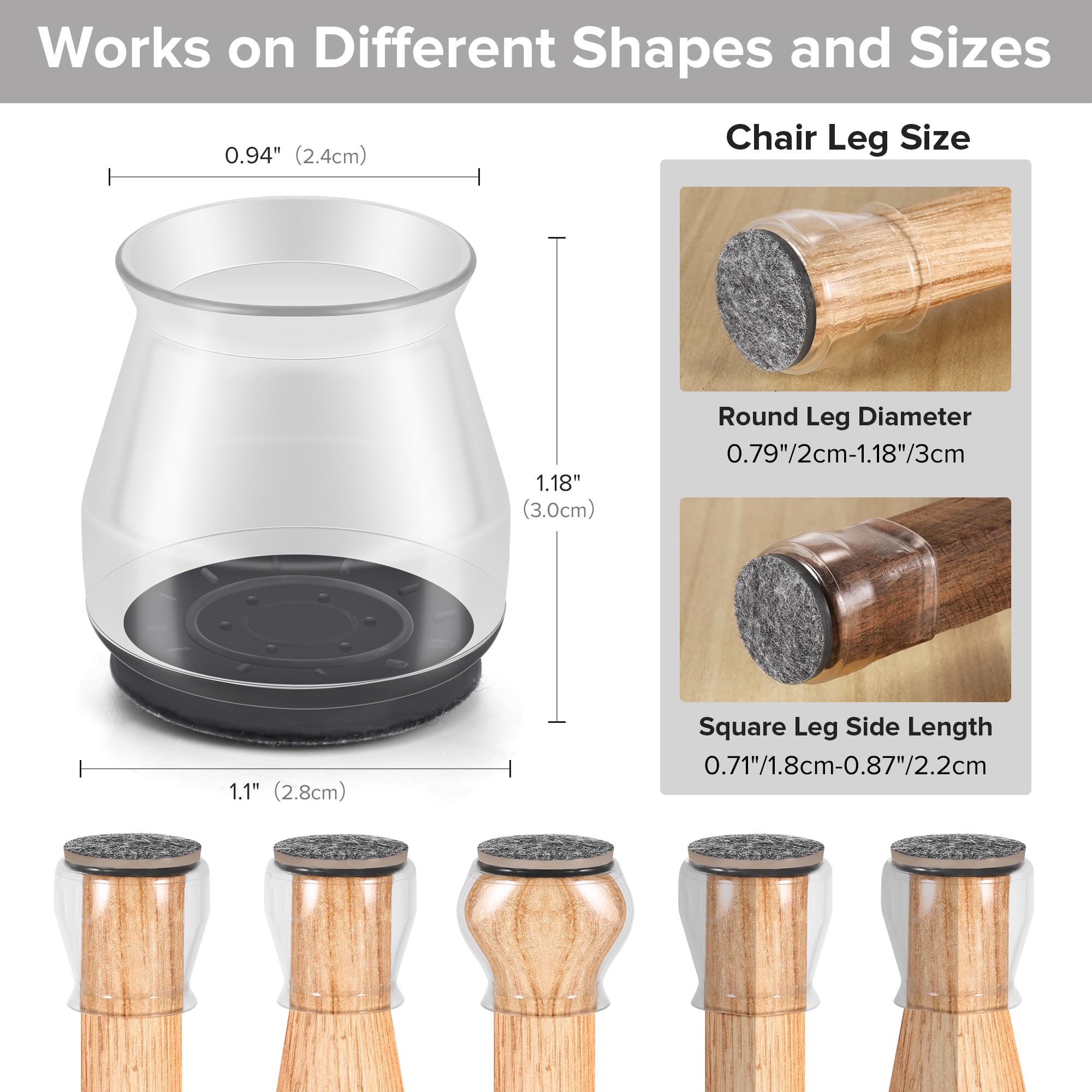 24PCS Upgraded Silicone Chair Leg Floor Protectors for Hardwood Floors (24 Count)
