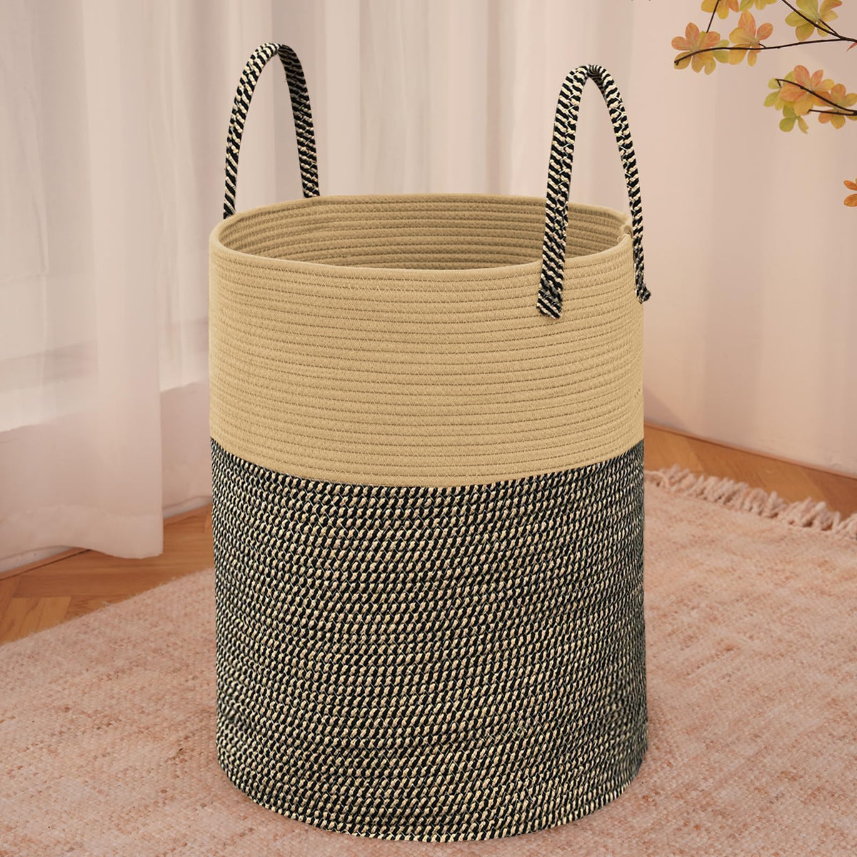 100L Cotton Rope Laundry Basket Hamper
