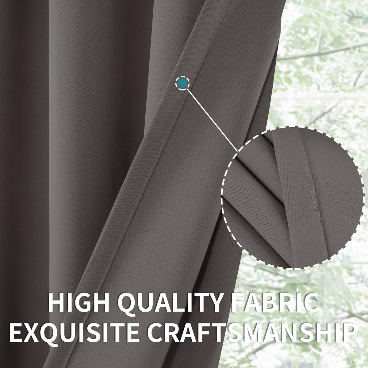 Grey Blackout Curtains for Kitchen Cafe Window 34 x 36 Inch (2 Count)