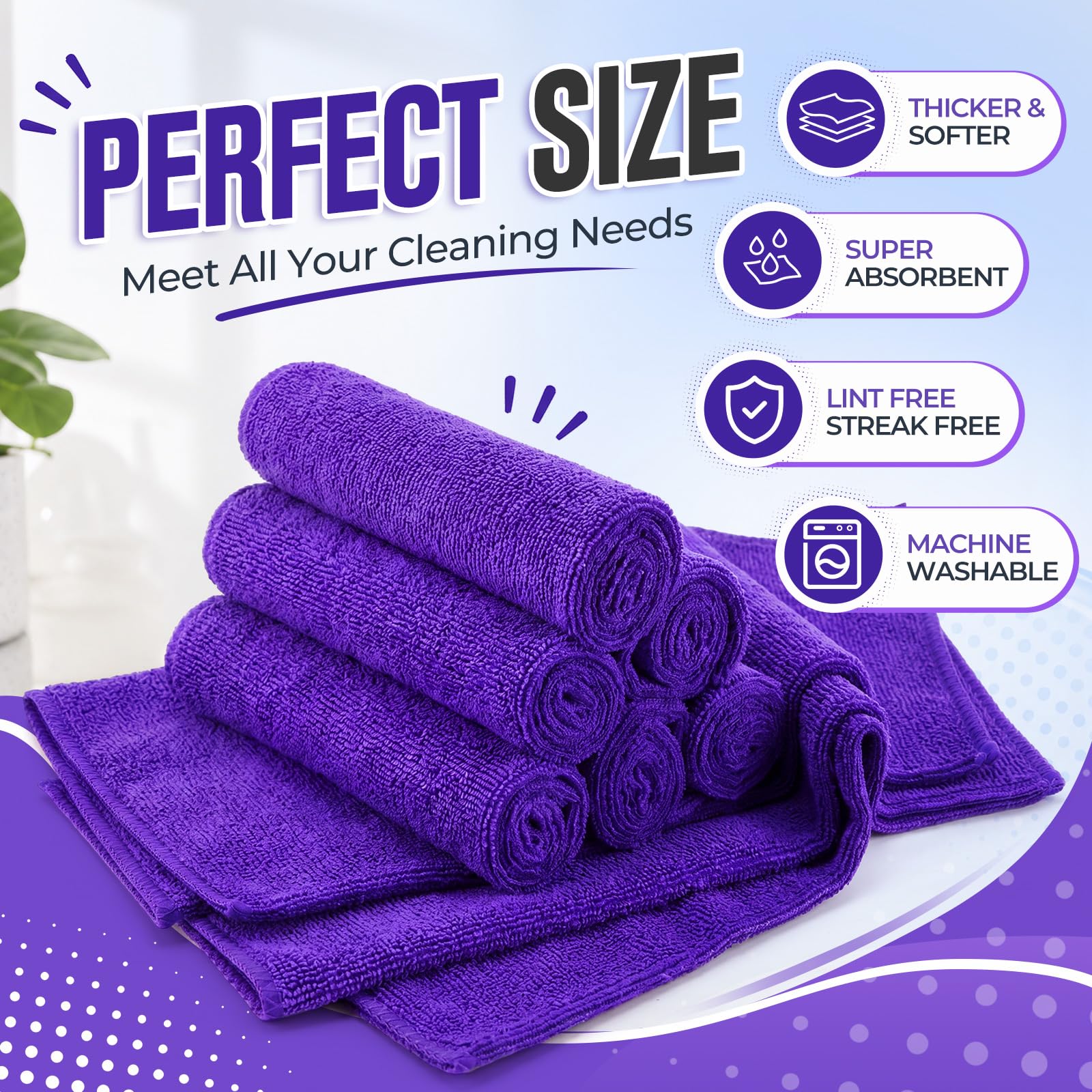 Microfiber Cleaning Cloths for Cars Ultra Absorbent Car Towels Drying Reusable Cleaning Supplies House Kitchen Window Microfiber Towel (60 Count)