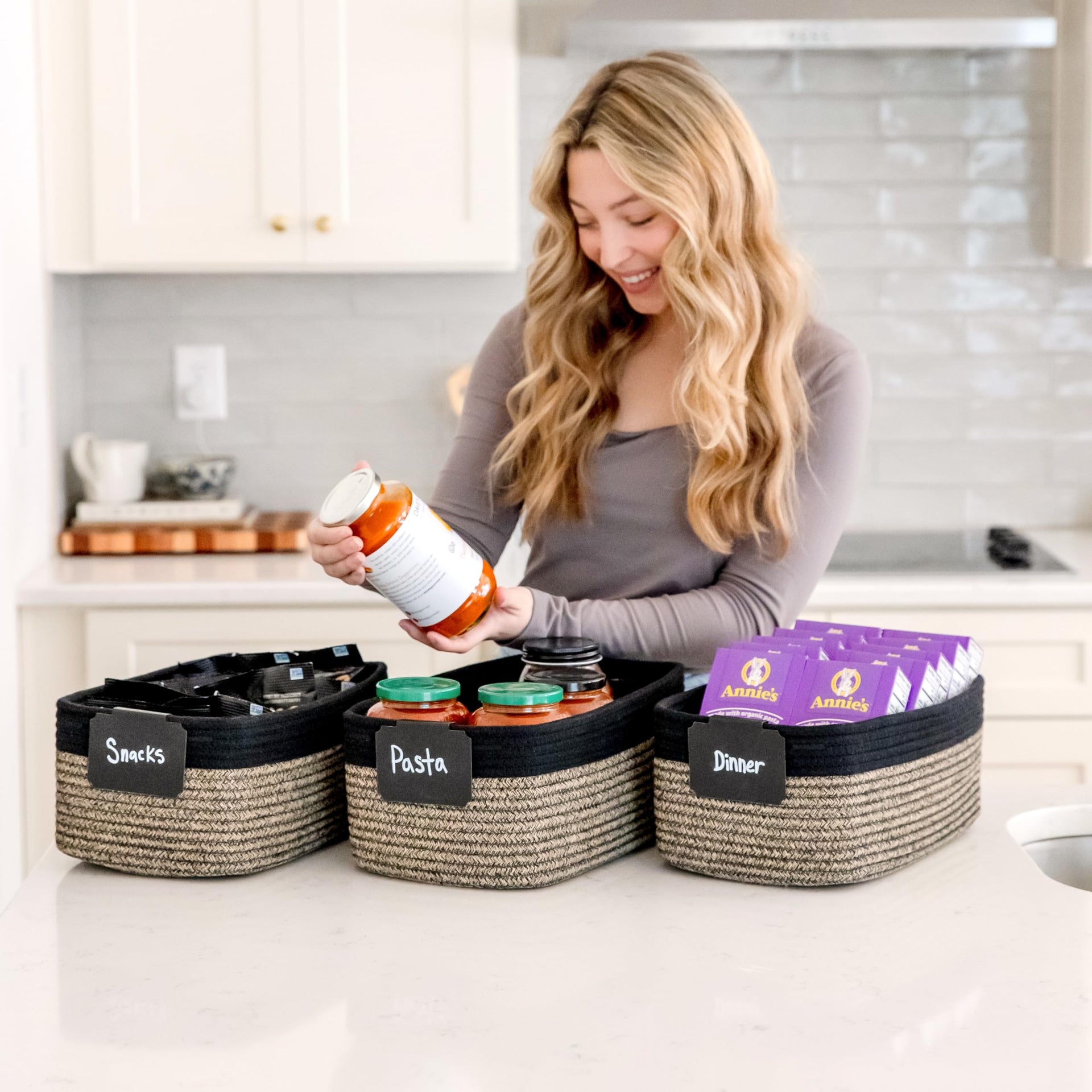 13.5”x8.5”x5.5” Rectangle Storage Baskets for Shelves 3 Pack (3 Count)