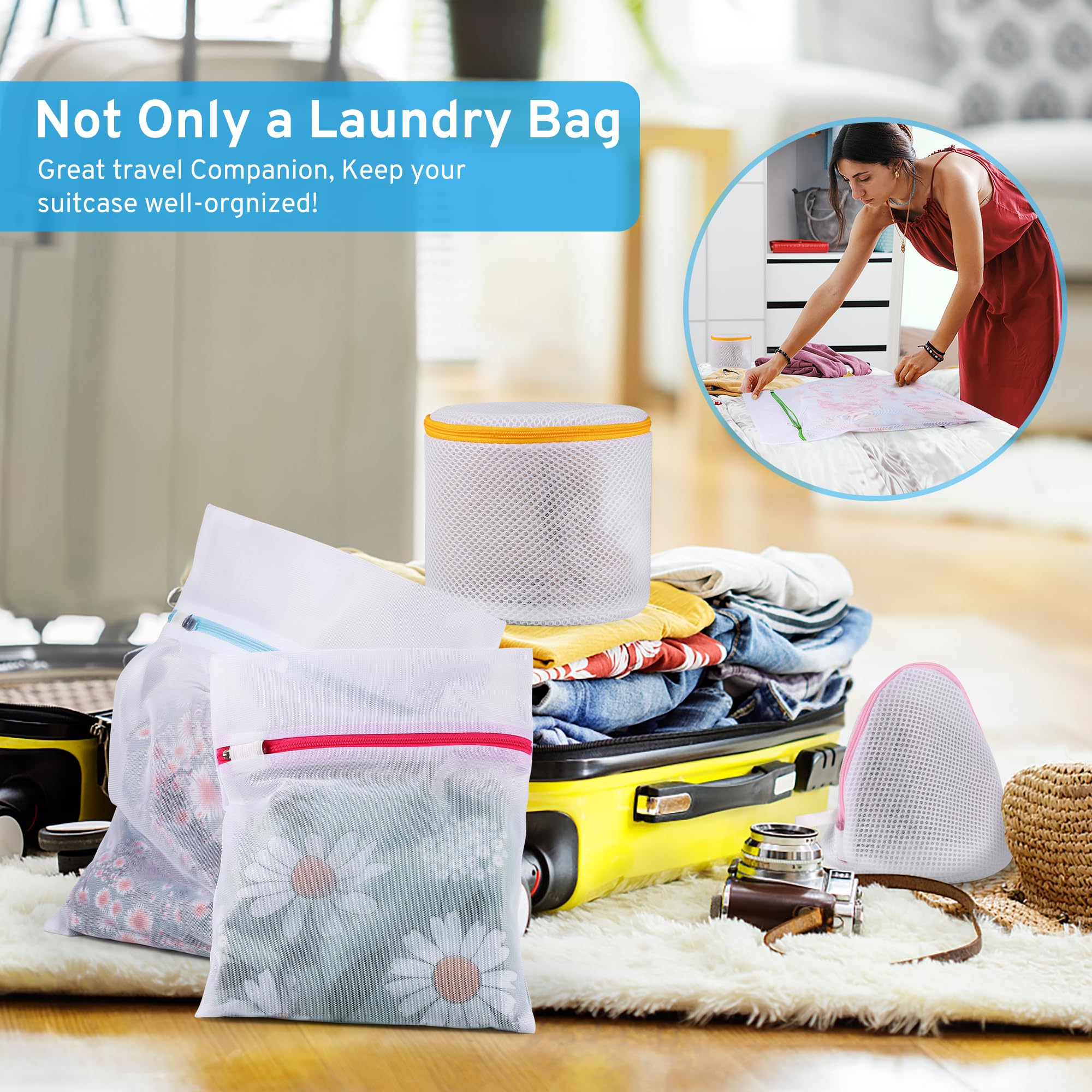 Ultimate 7 Pack 6 Size Mesh Laundry Bags Set for Delicates with AUTO