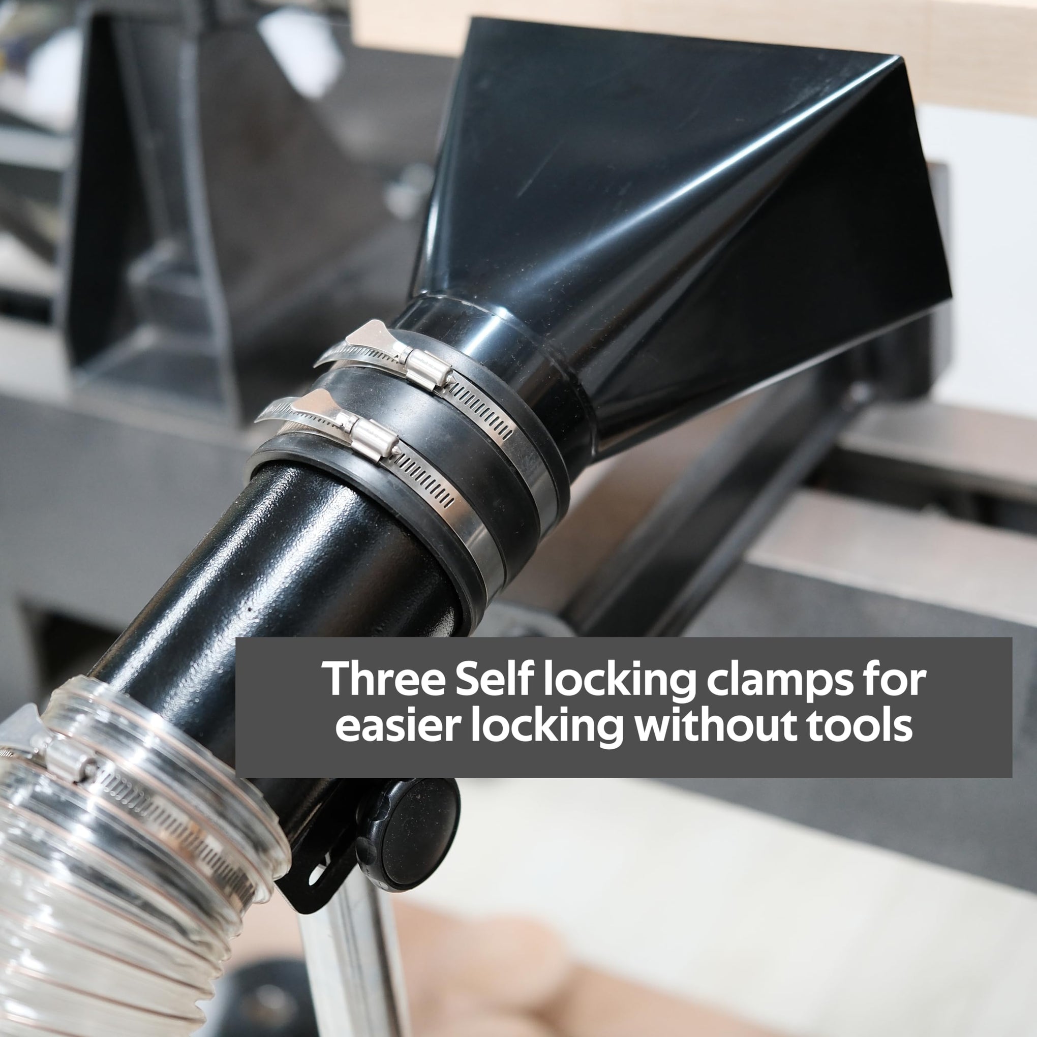Deluxe Variable Height Dust Extraction Hood with Flexible Rubber Cuff for Interchangable Dust Hood