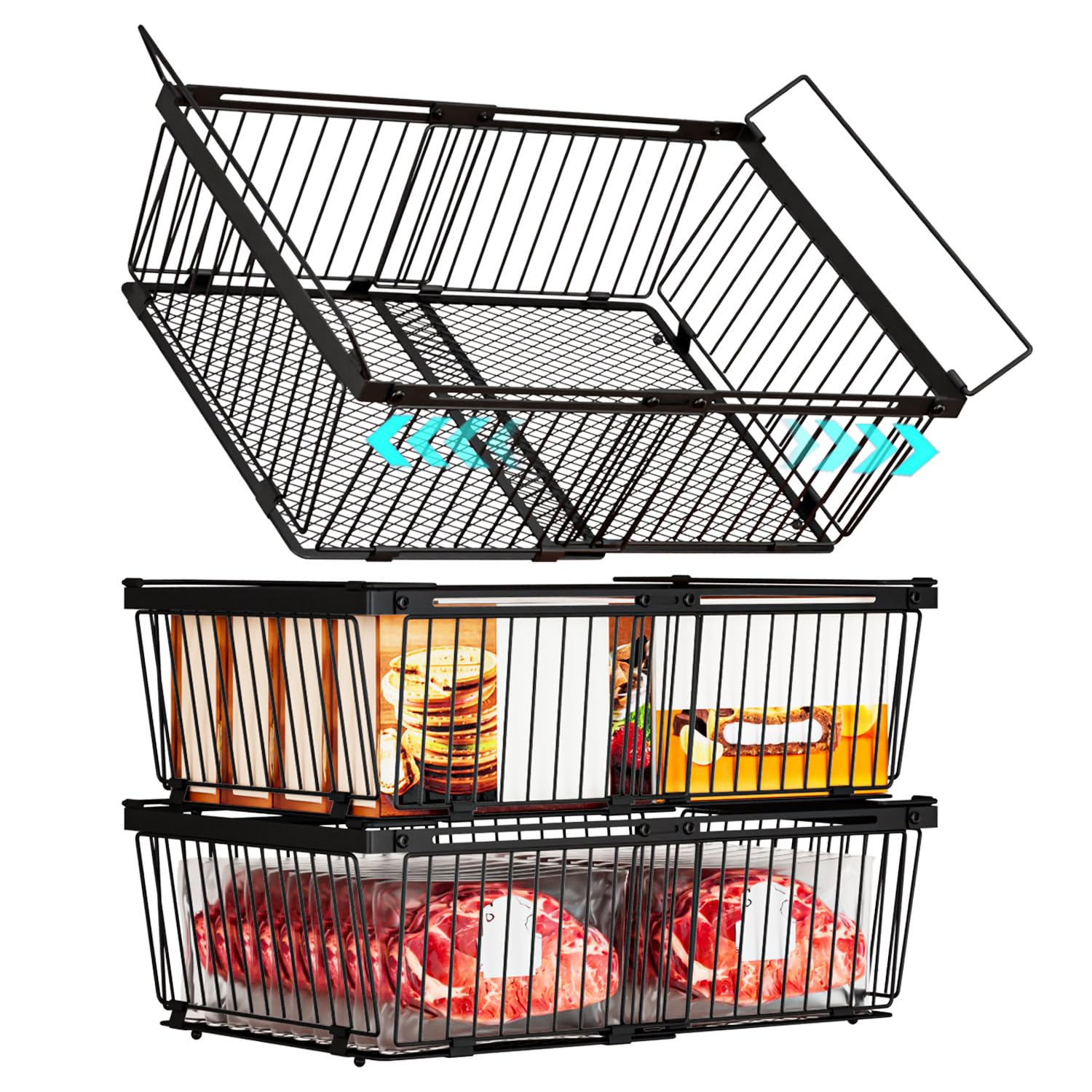 Large Freezer Organizer Bins for 10 to 20 Cu.Ft