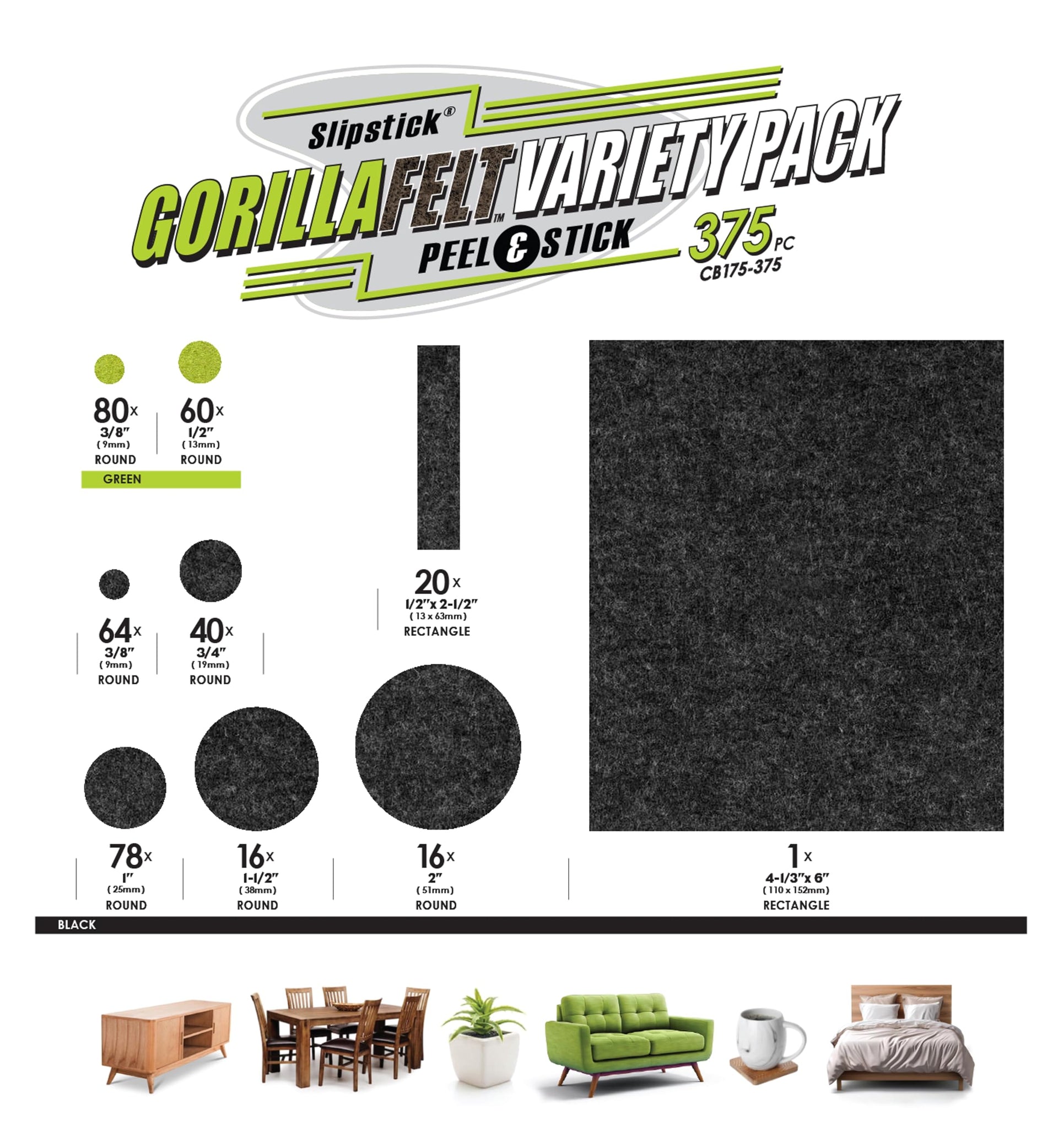 Gorilla Felt Furniture Pads (375 Count)