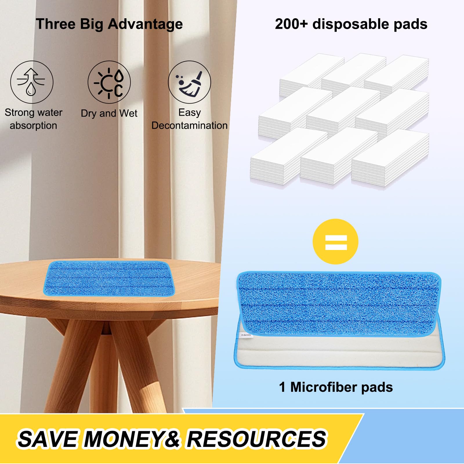 8 Pack 16.5 inch Reusable Mop Pads Microfiber Spray Mop Replacement Heads for Wet (8 Ounce)