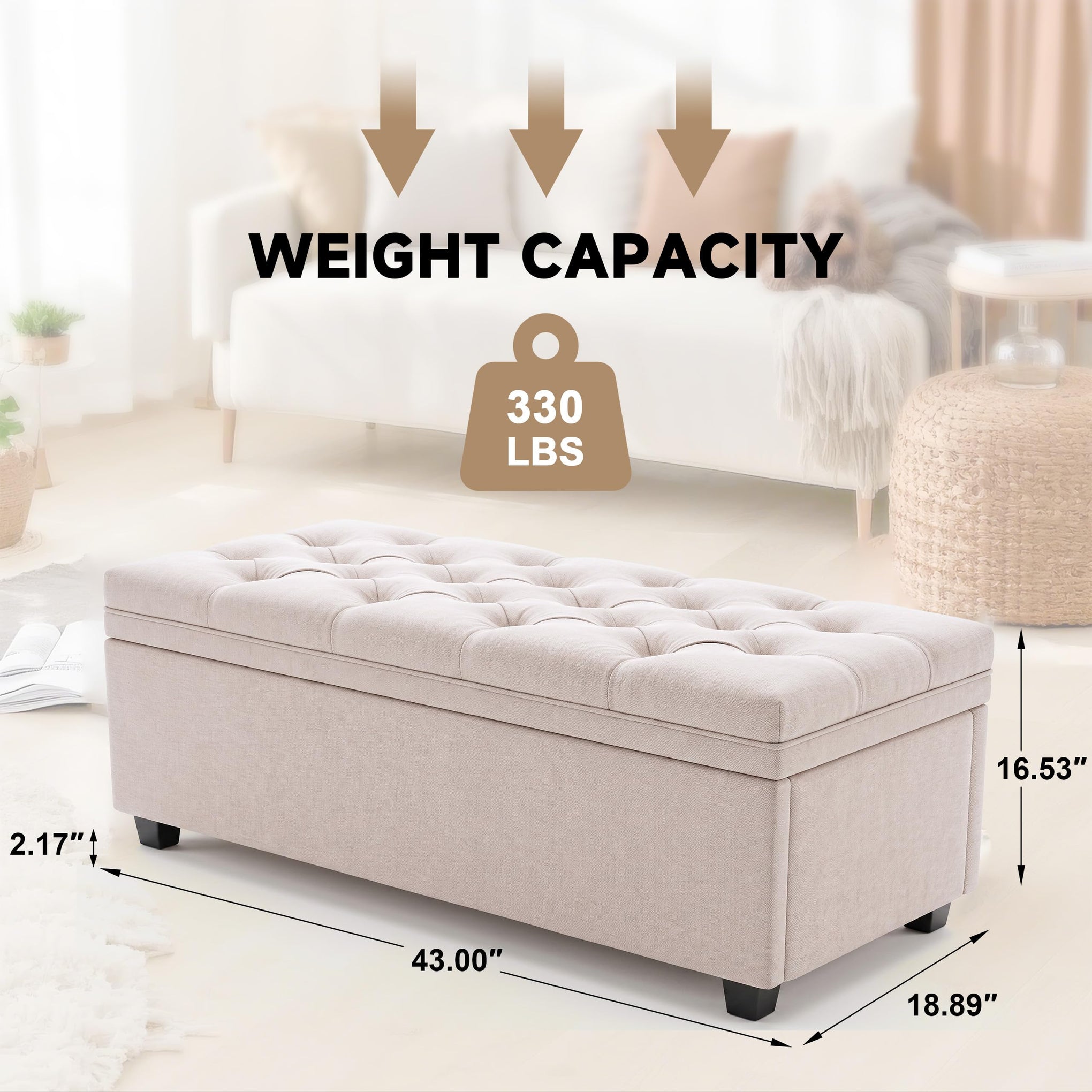 43 Inch Storage Ottoman
