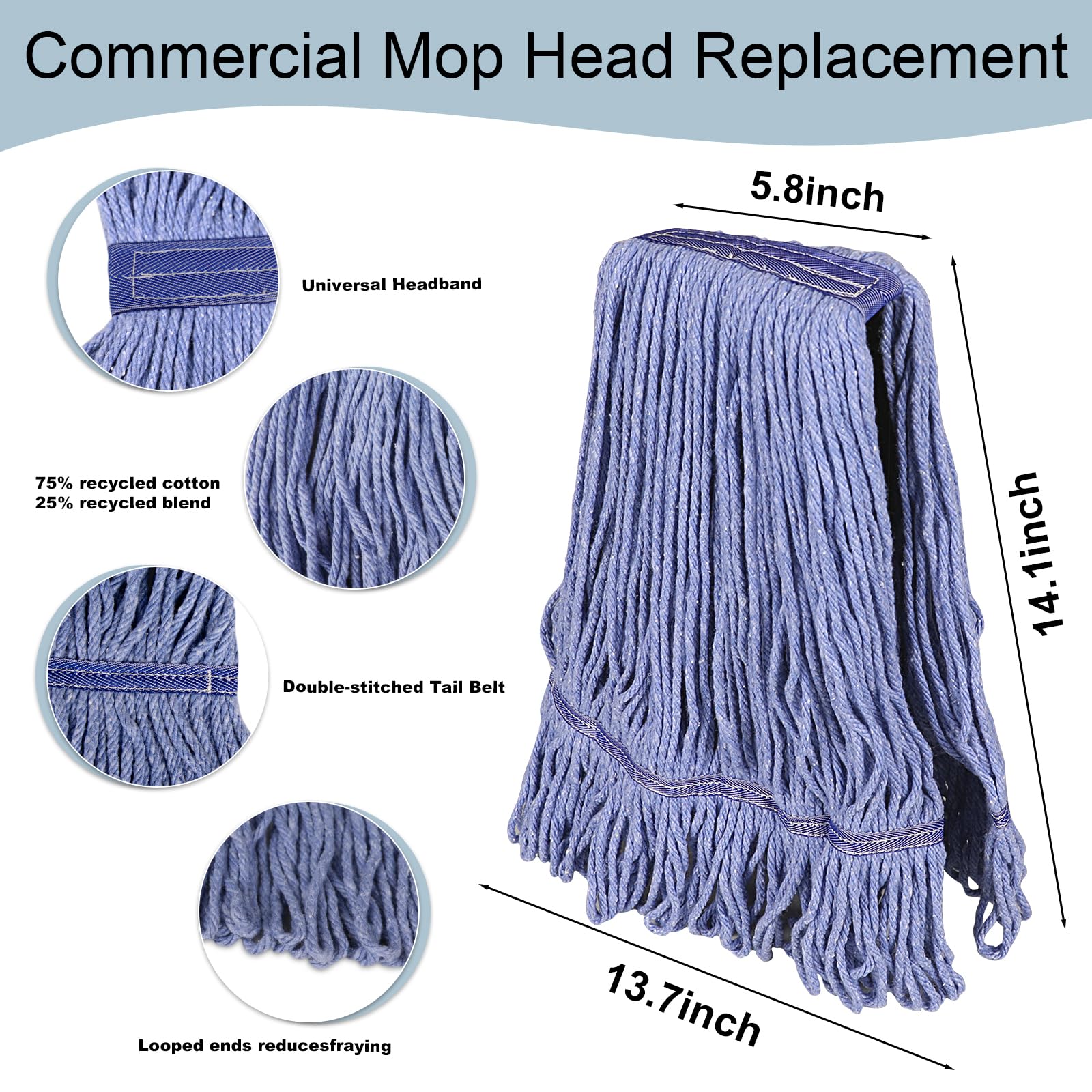 8 Pack Heavy Duty Mop Head Replacements (8 Count)