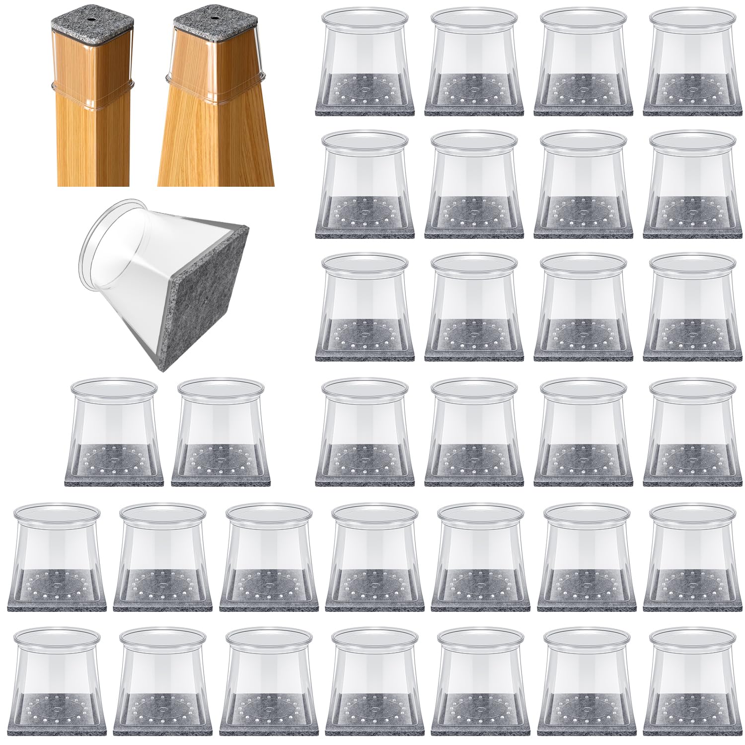 32 Pcs Chair Leg Floor Protectors for Hardwood Floors Square M