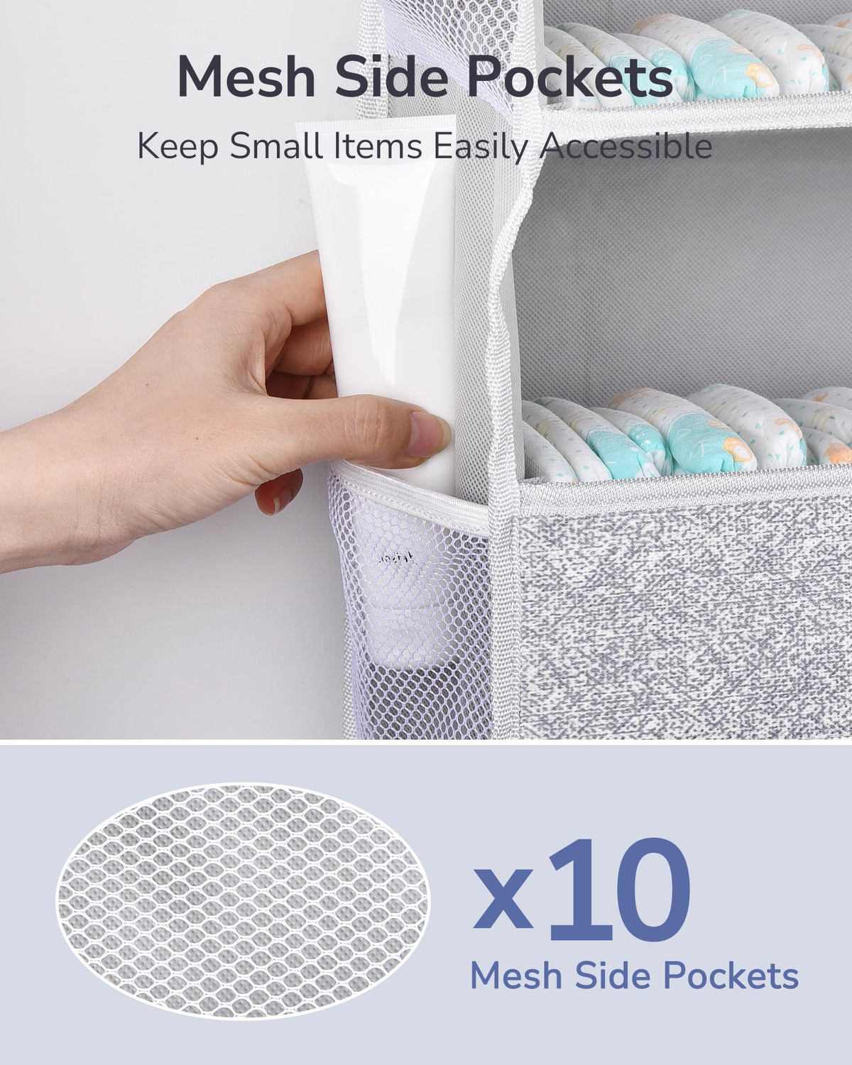 1 Pack Over Door Organizer with 5 Large Pockets 10 Mesh Side Pockets