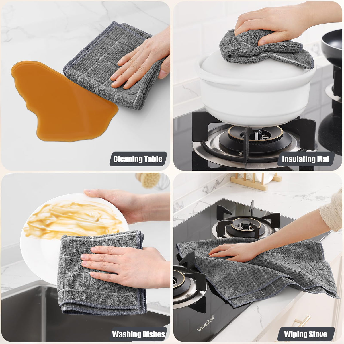 Microfiber Kitchen Towels and Dishcloths Sets (12 Count)