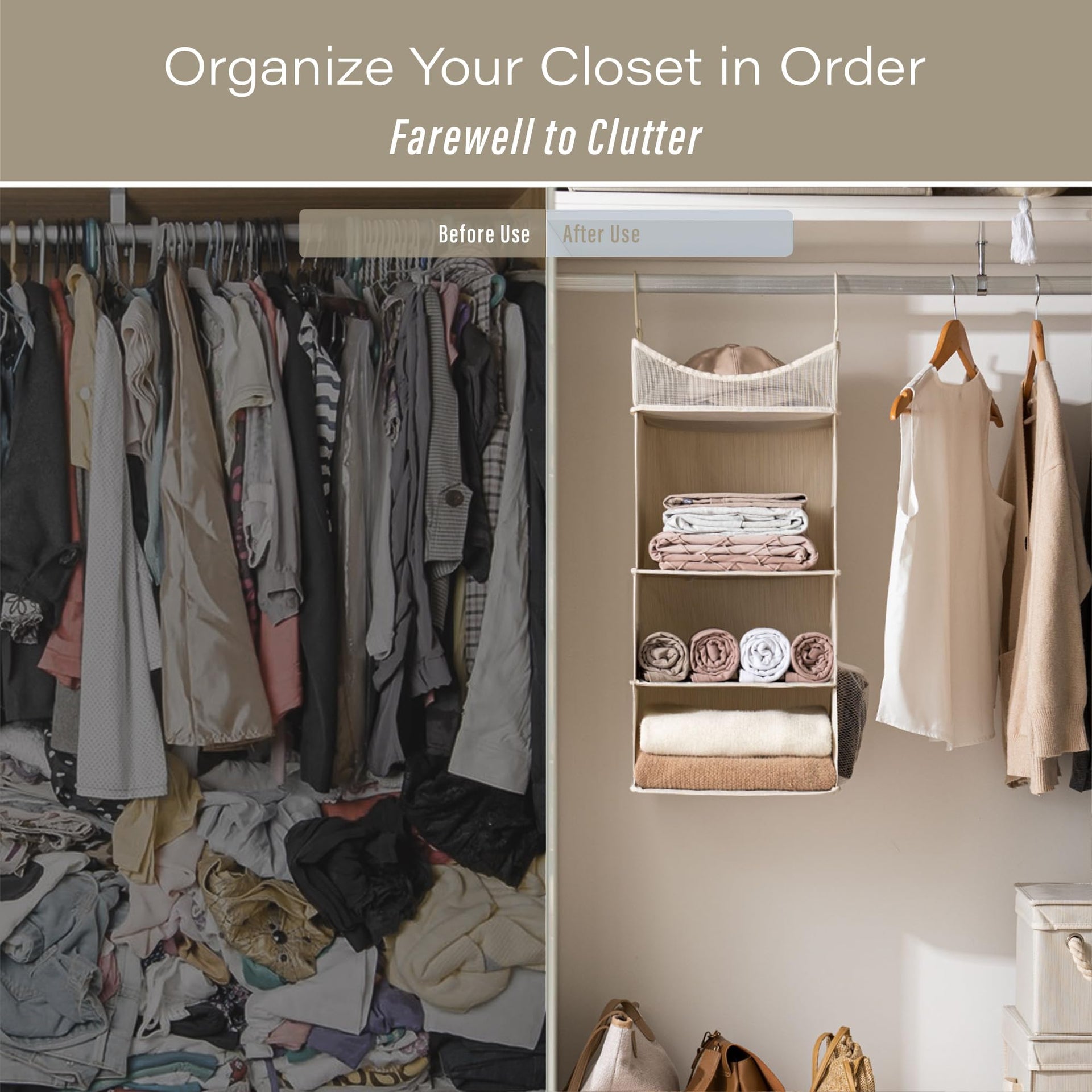 3 Shelf Hanging Closet Organizer