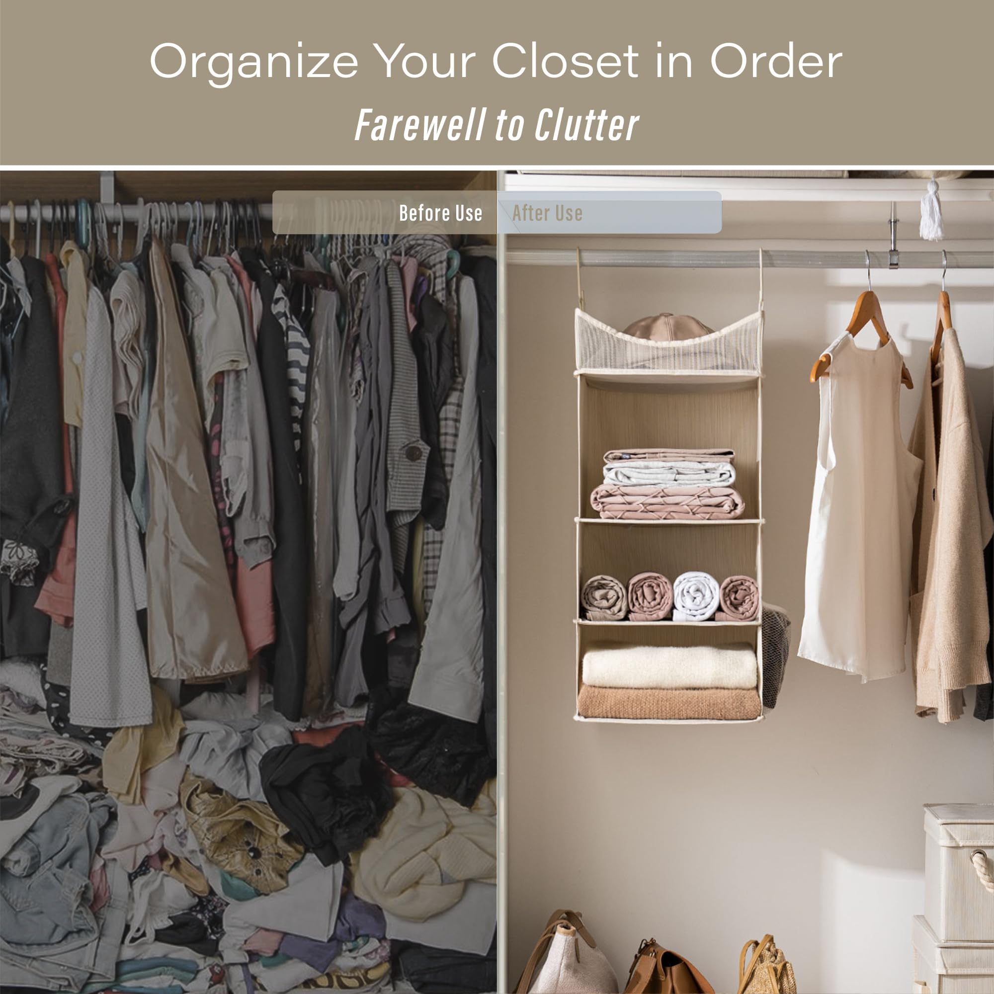 3 Shelf Hanging Closet Organizer