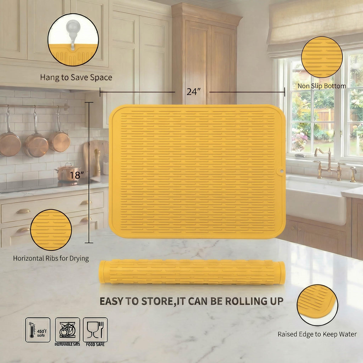 Silicone Dish Drying Mat for Multiple Usage